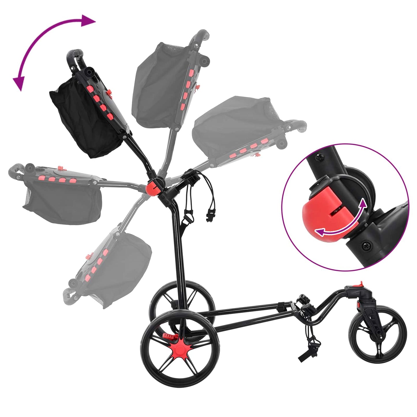 Golf Trolley Sort Jern Sammenklappelig