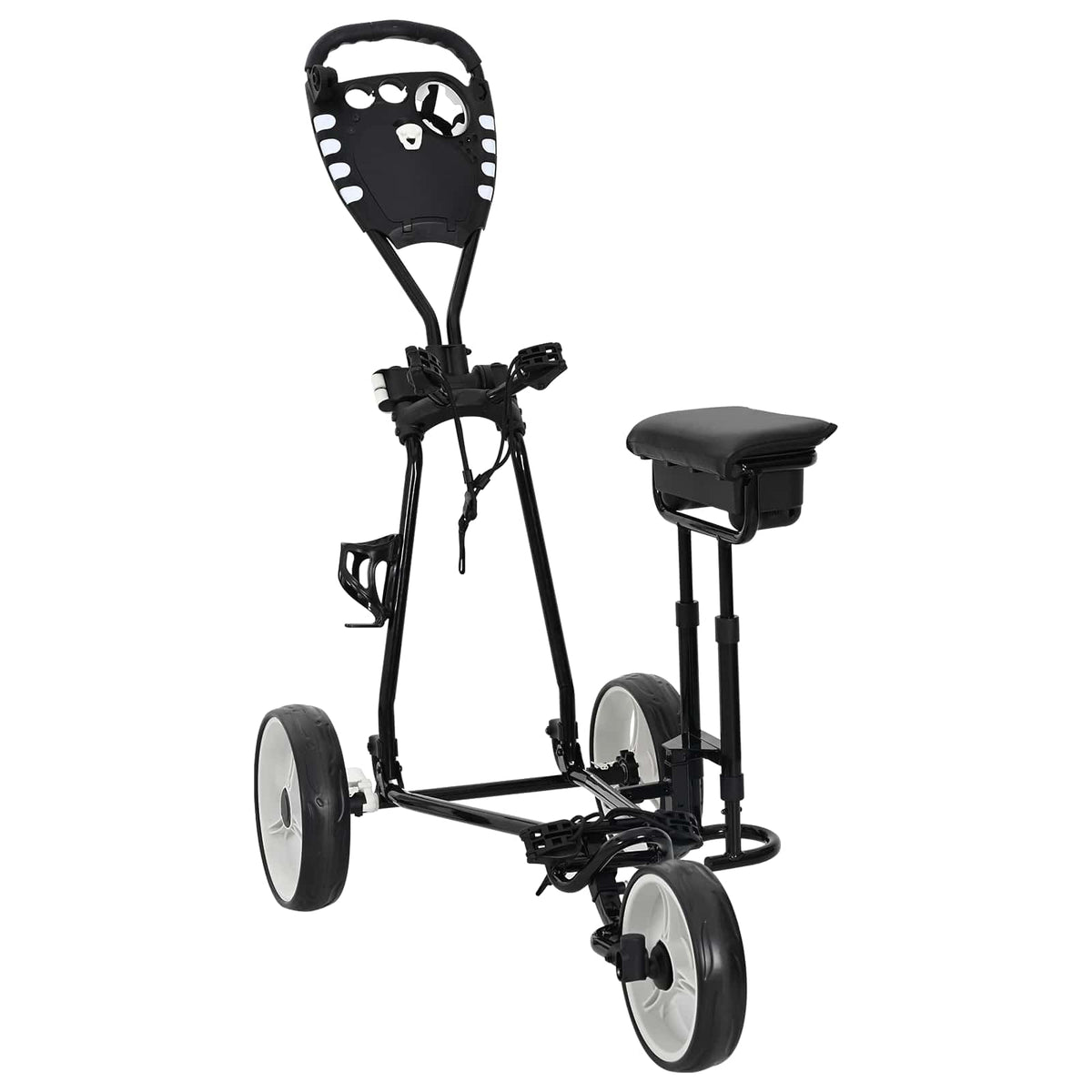 Golf Trolley med sæde Sort og Hvid Jern Sammenklappelig