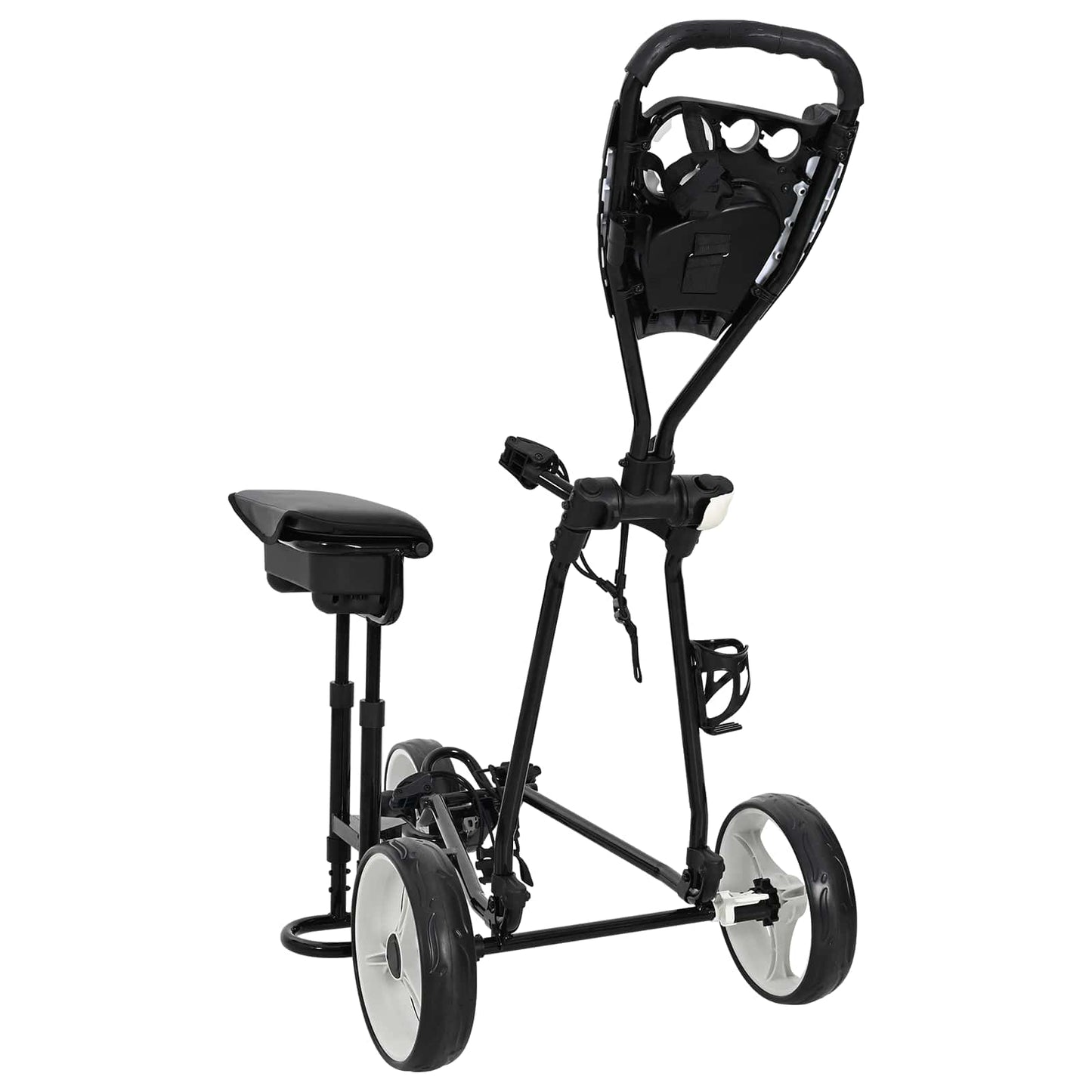 Golf Trolley med sæde Sort og Hvid Jern Sammenklappelig