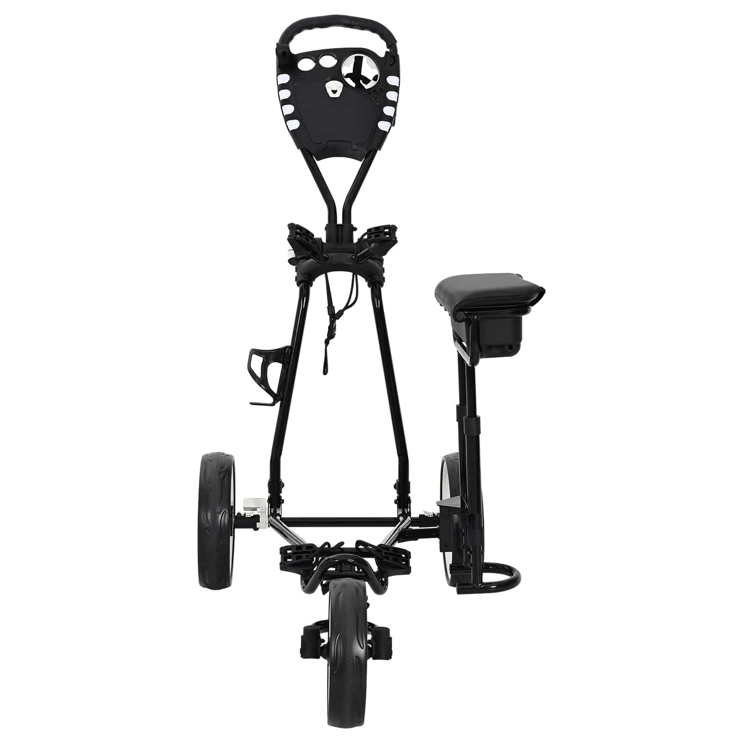 Golf Trolley med sæde Sort og Hvid Jern Sammenklappelig