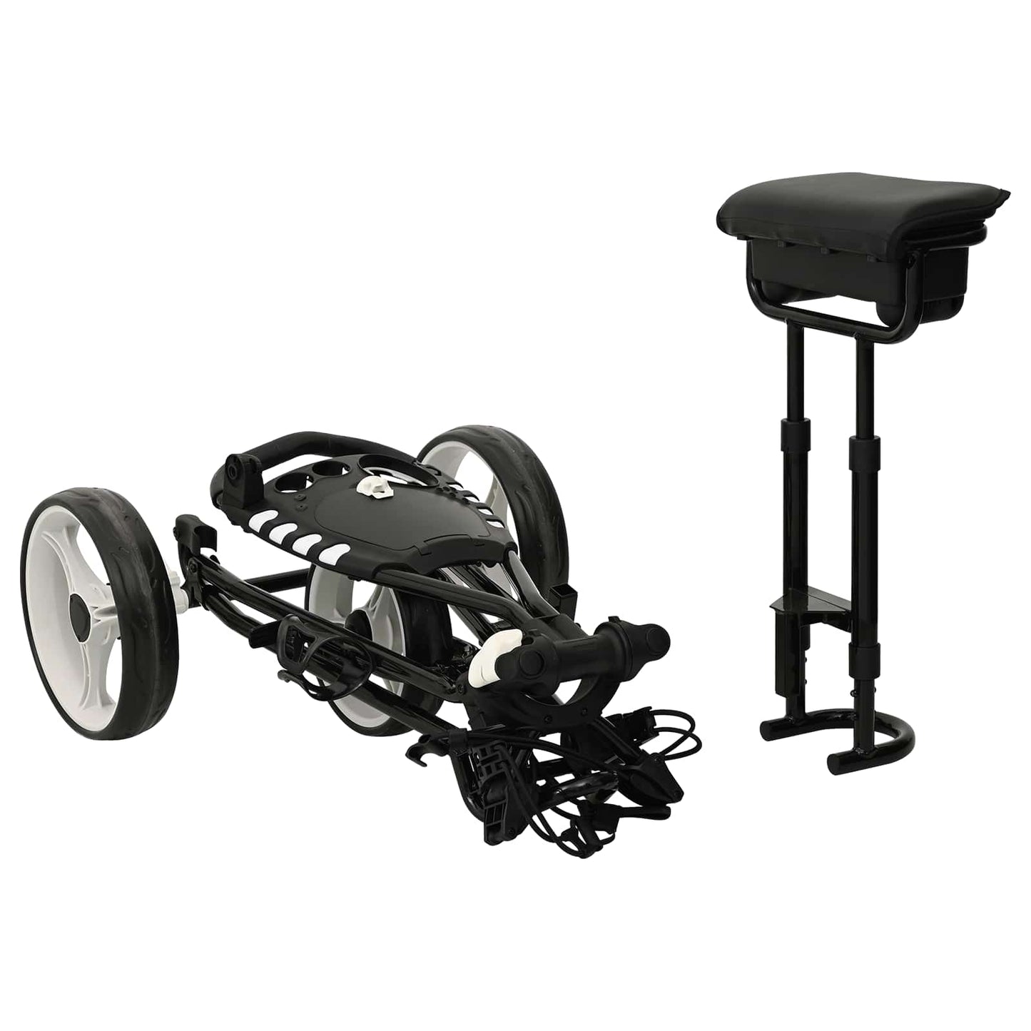 Golf Trolley med sæde Sort og Hvid Jern Sammenklappelig