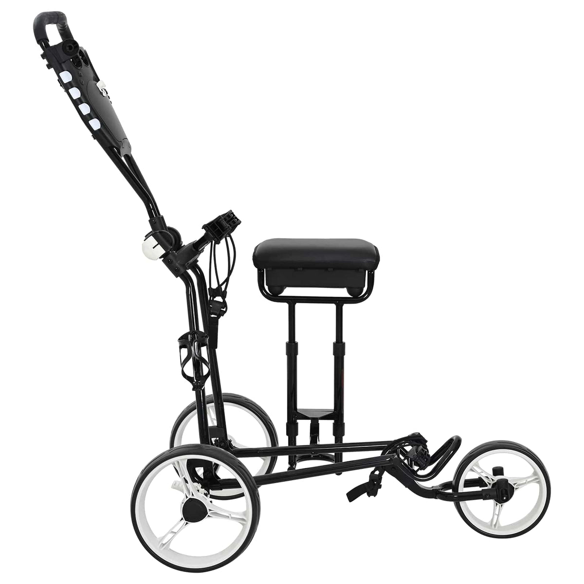 Golf Trolley med sæde Sort og Hvid Jern Sammenklappelig