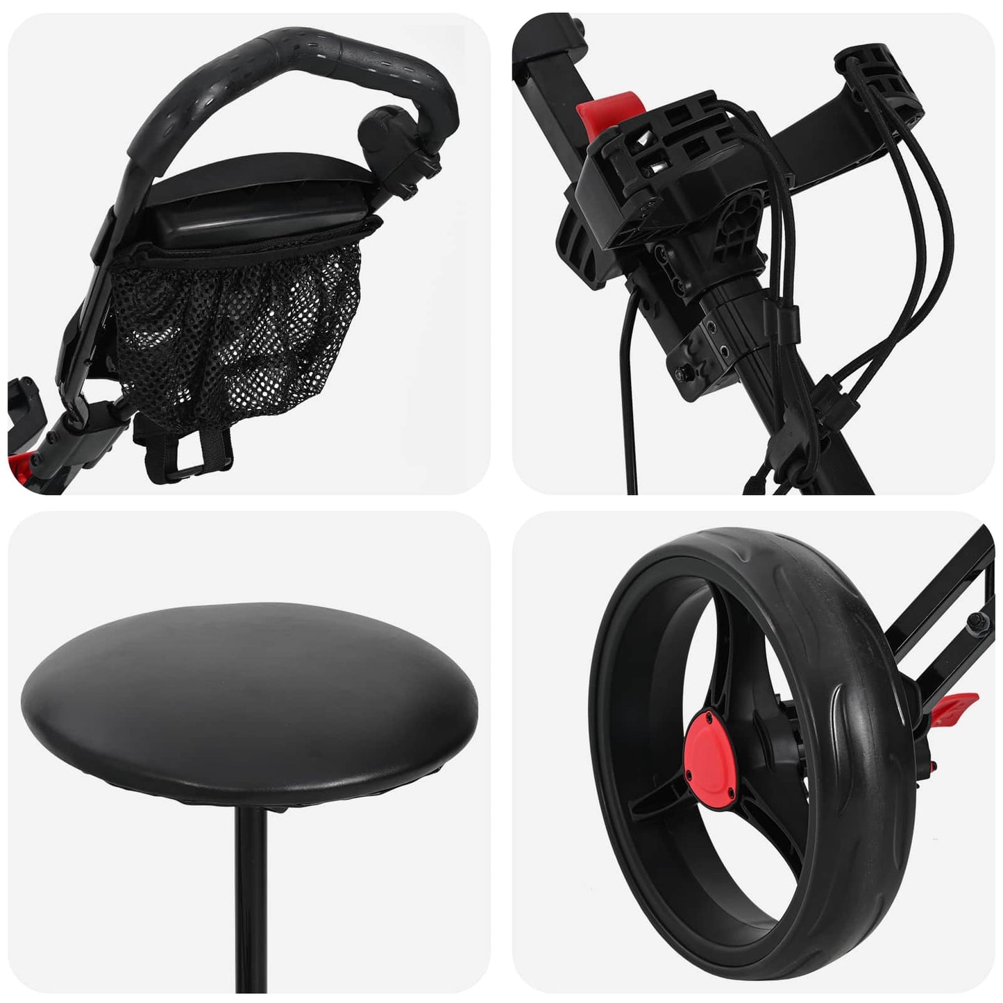 Golf Trolley med sæde Sort 95 x 69 x 114 cm Jern