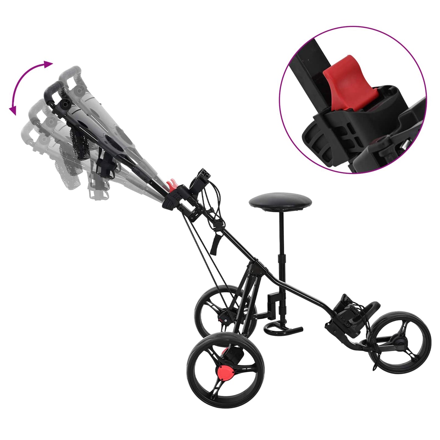 Golf Trolley med sæde Sort 95 x 69 x 114 cm Jern