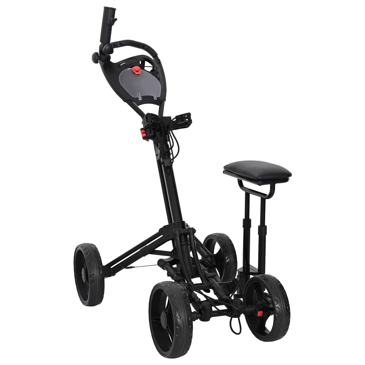 Golf Trolley med sæde Sort Aluminium Sammenklappelig