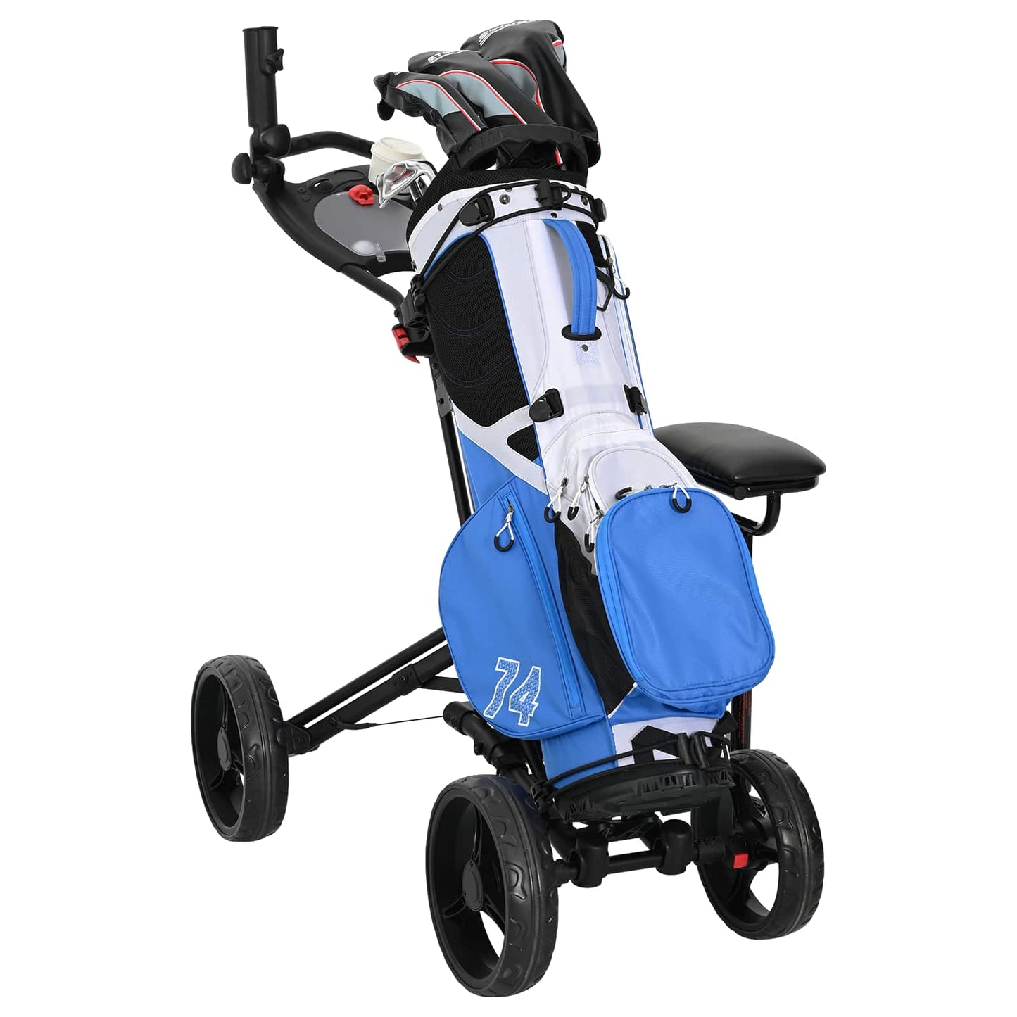 Golf Trolley med sæde Sort Aluminium Sammenklappelig