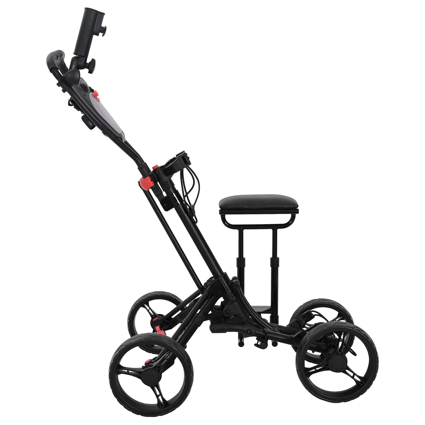 Golf Trolley med sæde Sort Aluminium Sammenklappelig