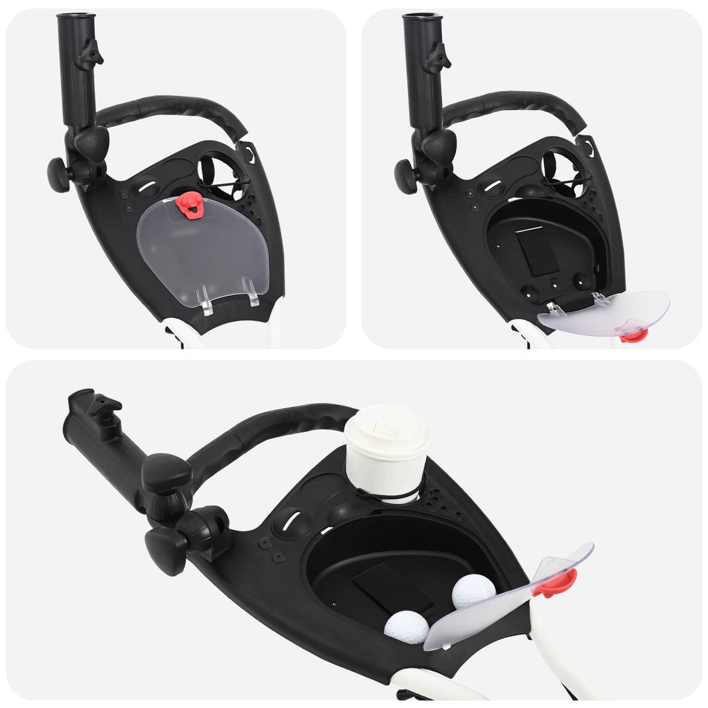 Golf Trolley Sort og Hvid Aluminium Sammenklappelig
