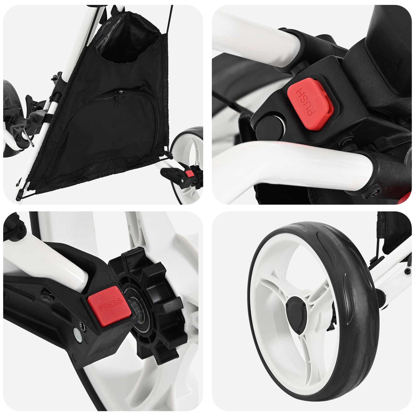 Golf Trolley Sort og Hvid Aluminium Sammenklappelig