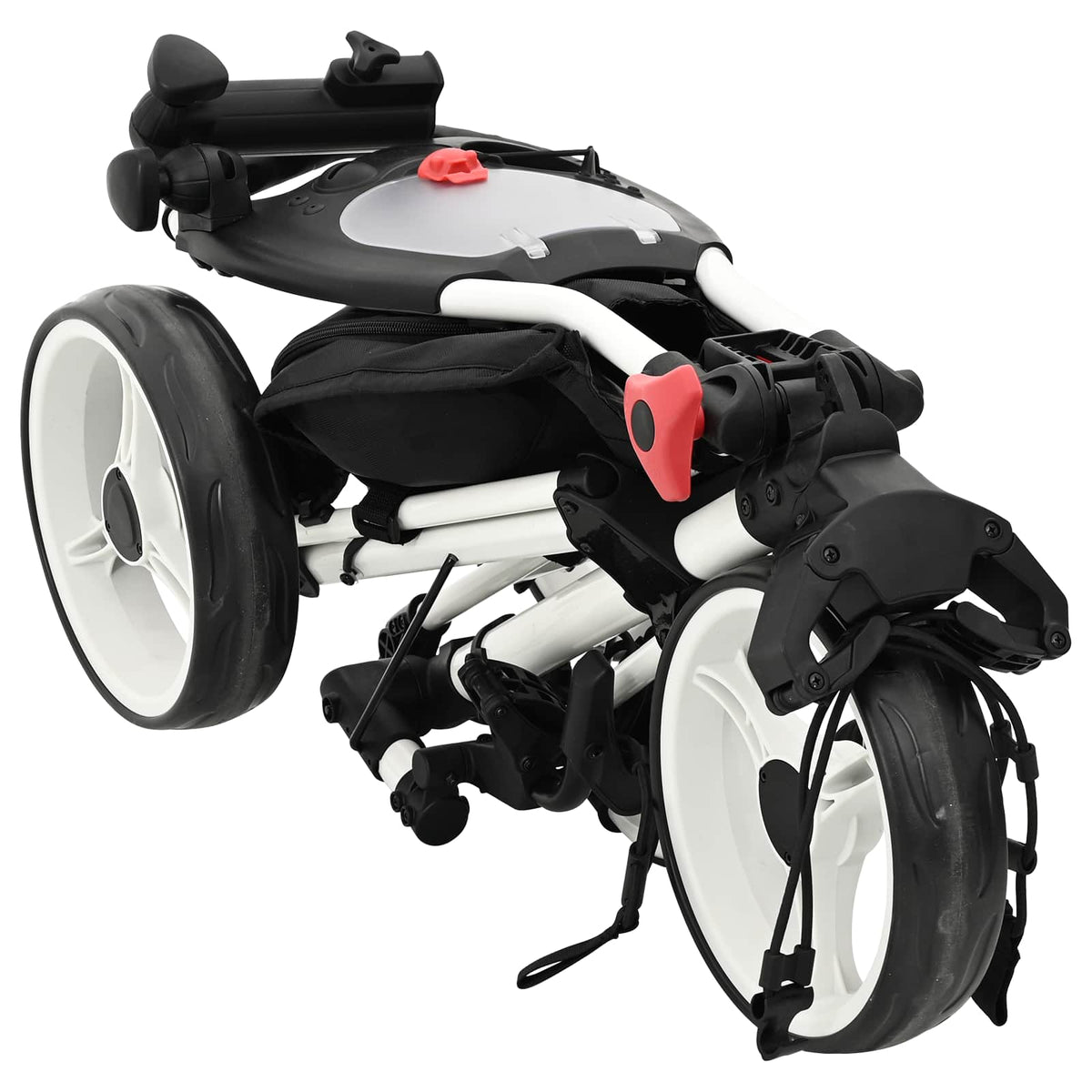 Golf Trolley Sort og Hvid Aluminium Sammenklappelig