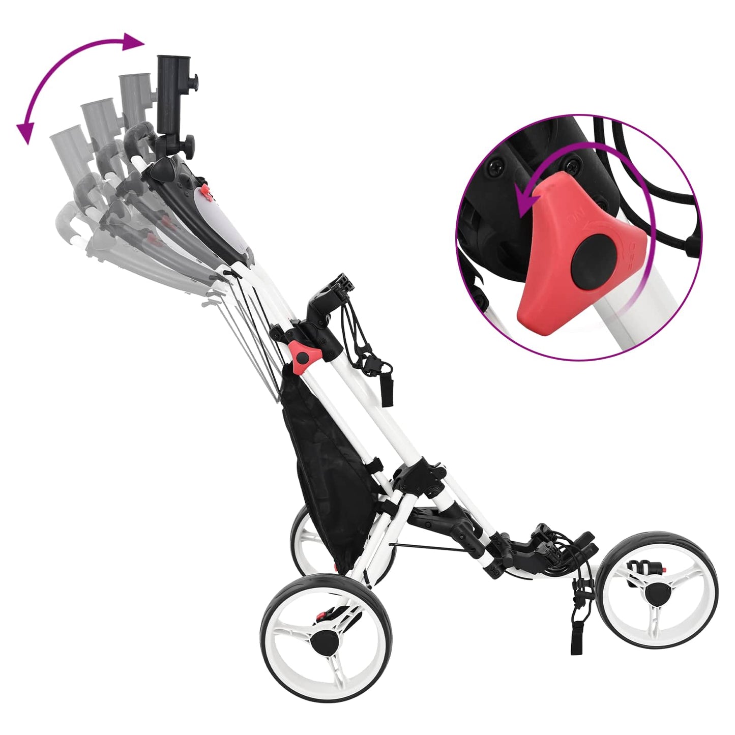 Golf Trolley Sort og Hvid Aluminium Sammenklappelig