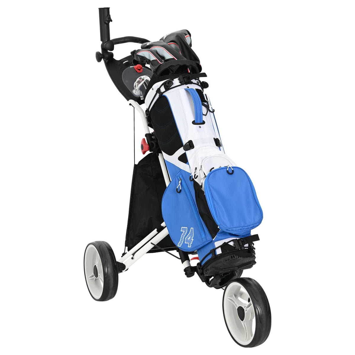 Golf Trolley Sort og Hvid Aluminium Sammenklappelig