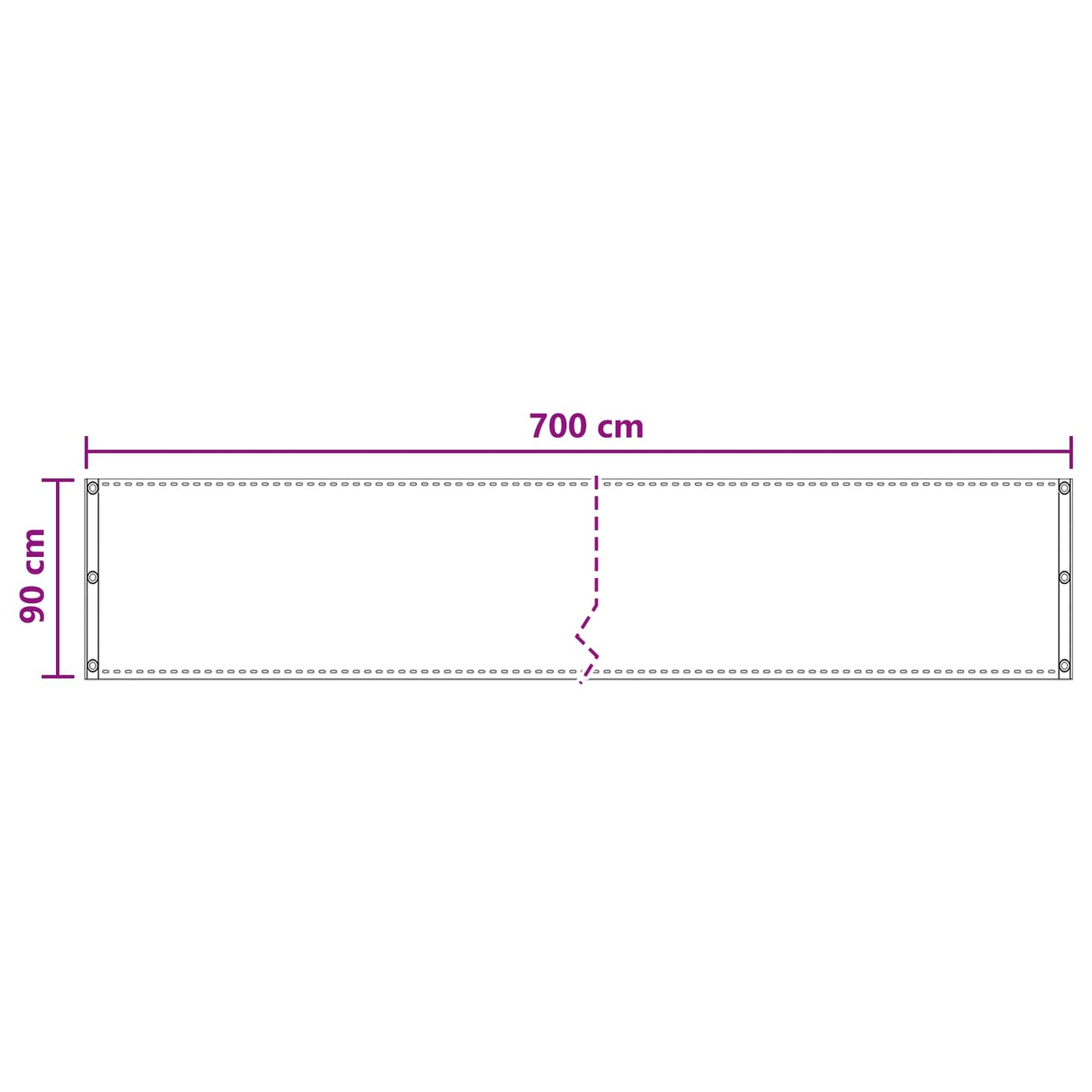 Altan Skærm Hvid 90 x 700 cm HDPE og Aluminium