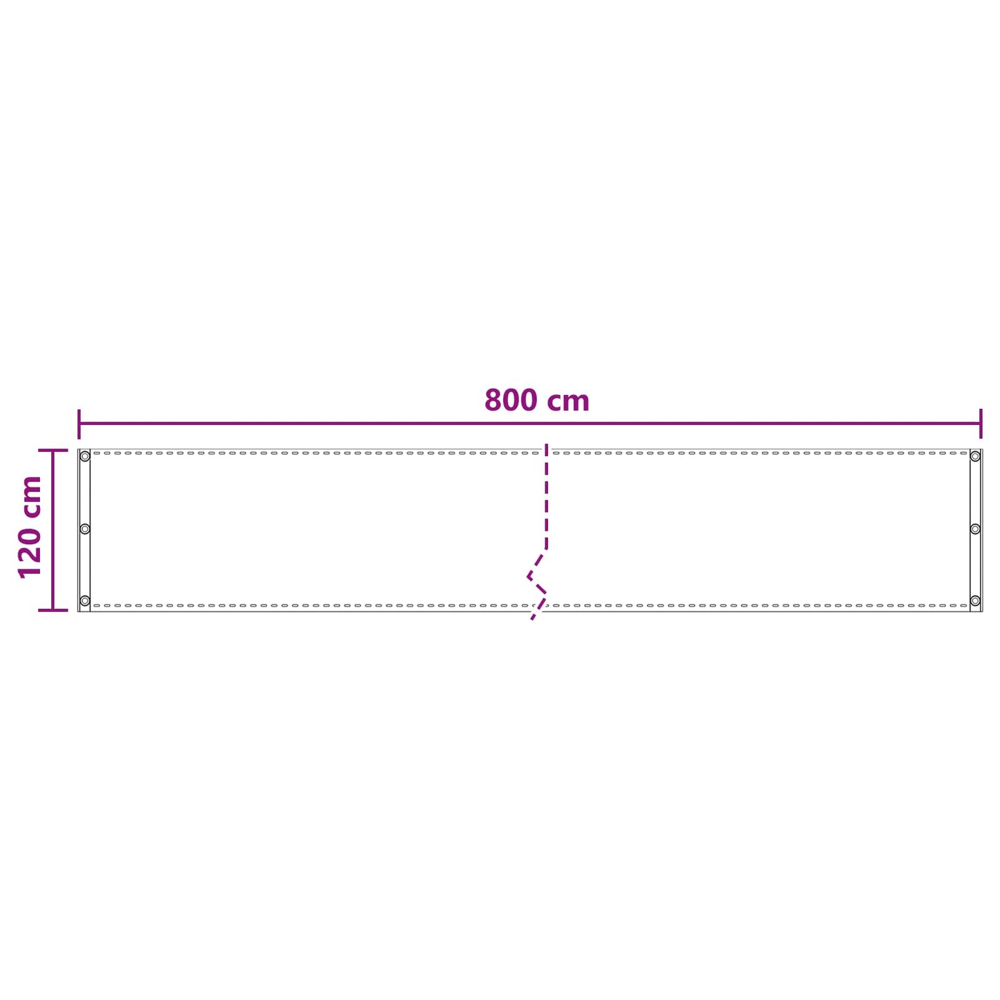 Altan Skærm Hvid 120 x 800 cm HDPE og Aluminium