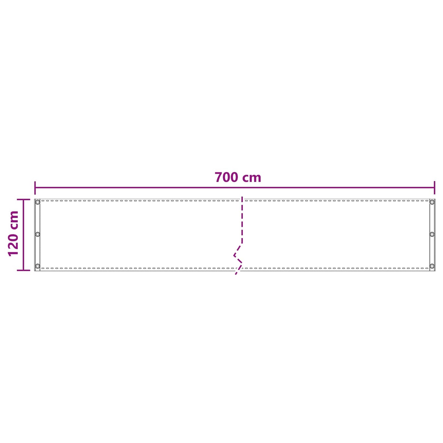 Altan Skærm 120 x 700 cm HDPE og Aluminium Rektangulær Gråbrun