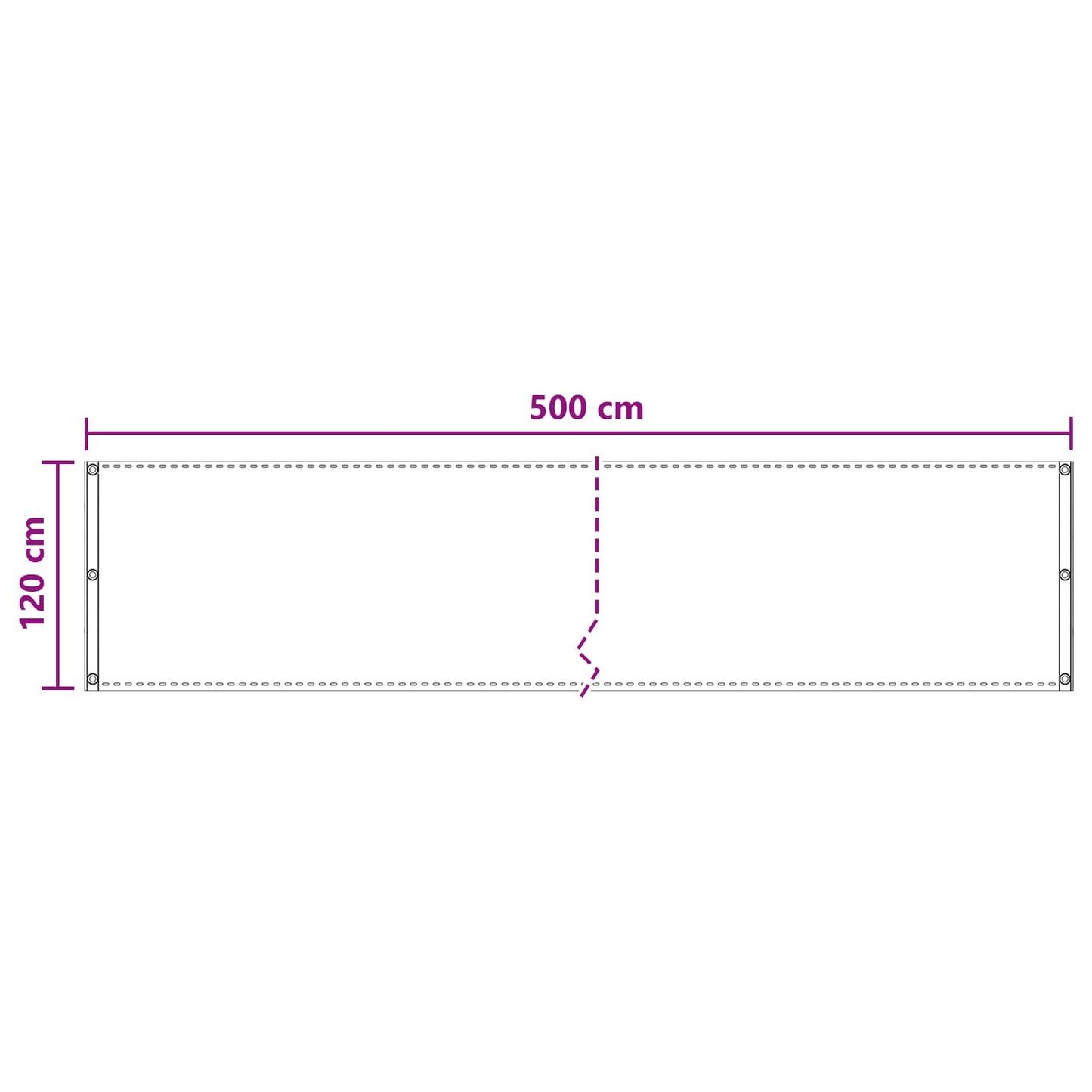 Altan Skærm Lysegrå 120 x 500 cm HDPE og Aluminium