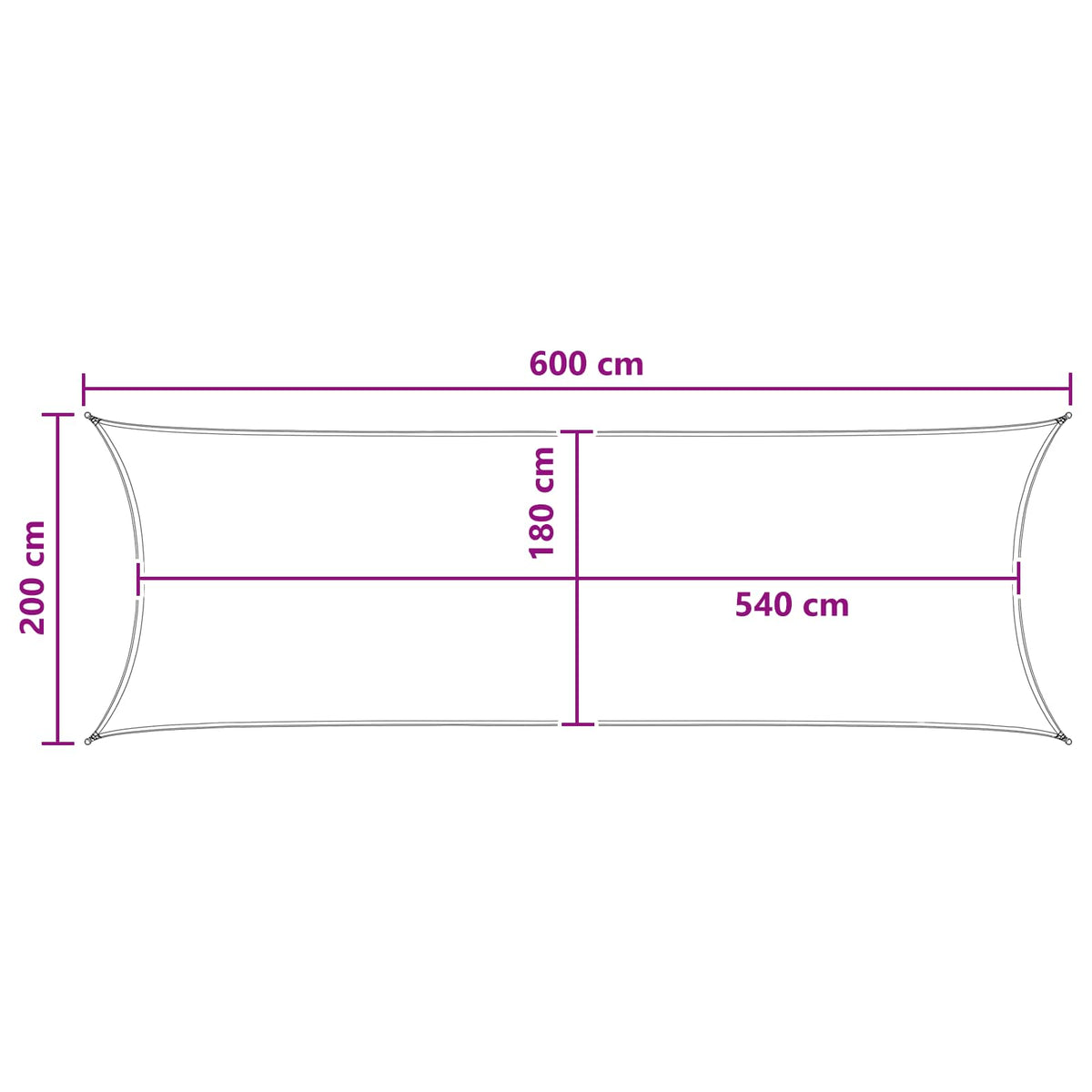 Solsejl 2 x 6 m HDPE Rektangulær Terrakotta