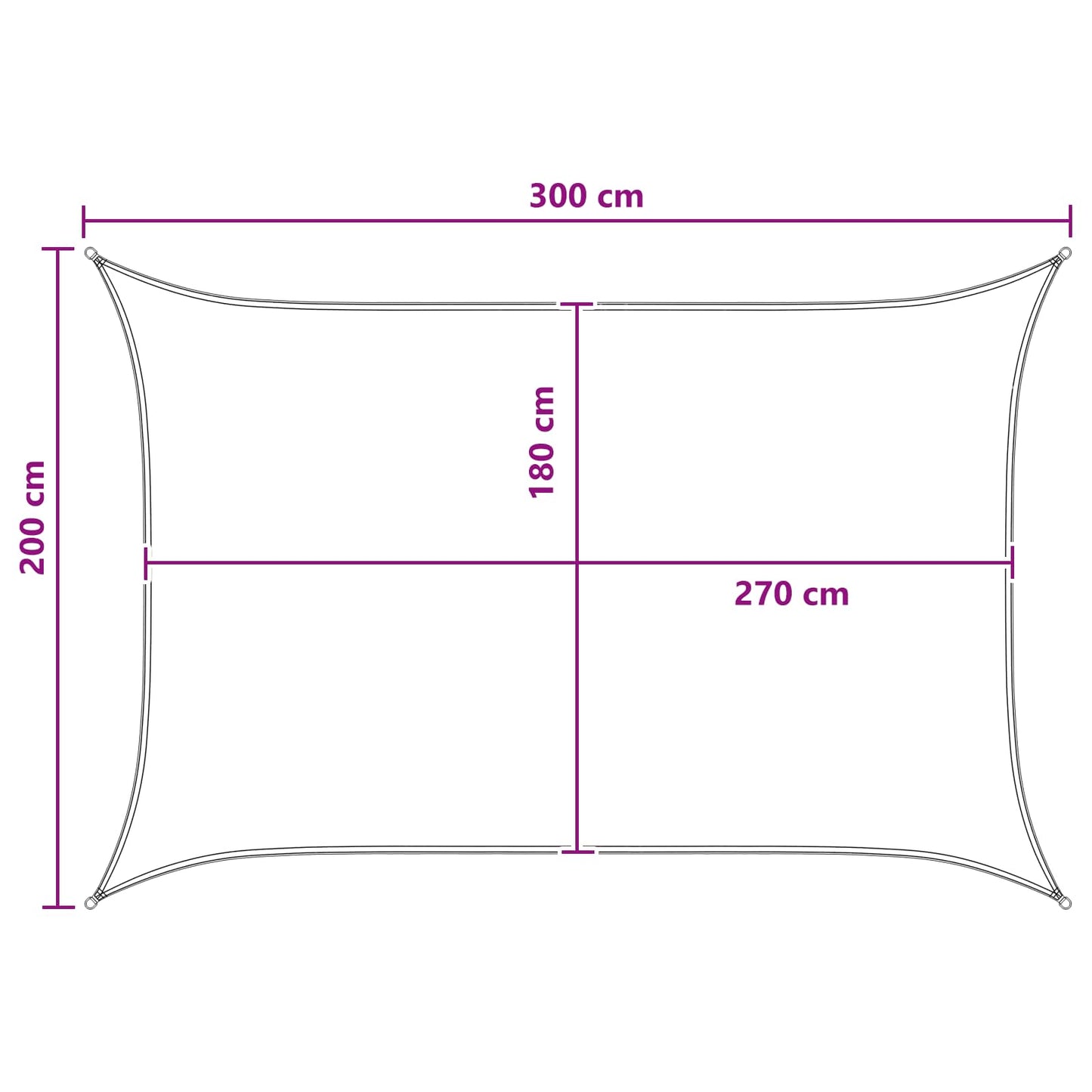 Solsejl 2 x 3 m HDPE Rektangulær Anthracit og hvid