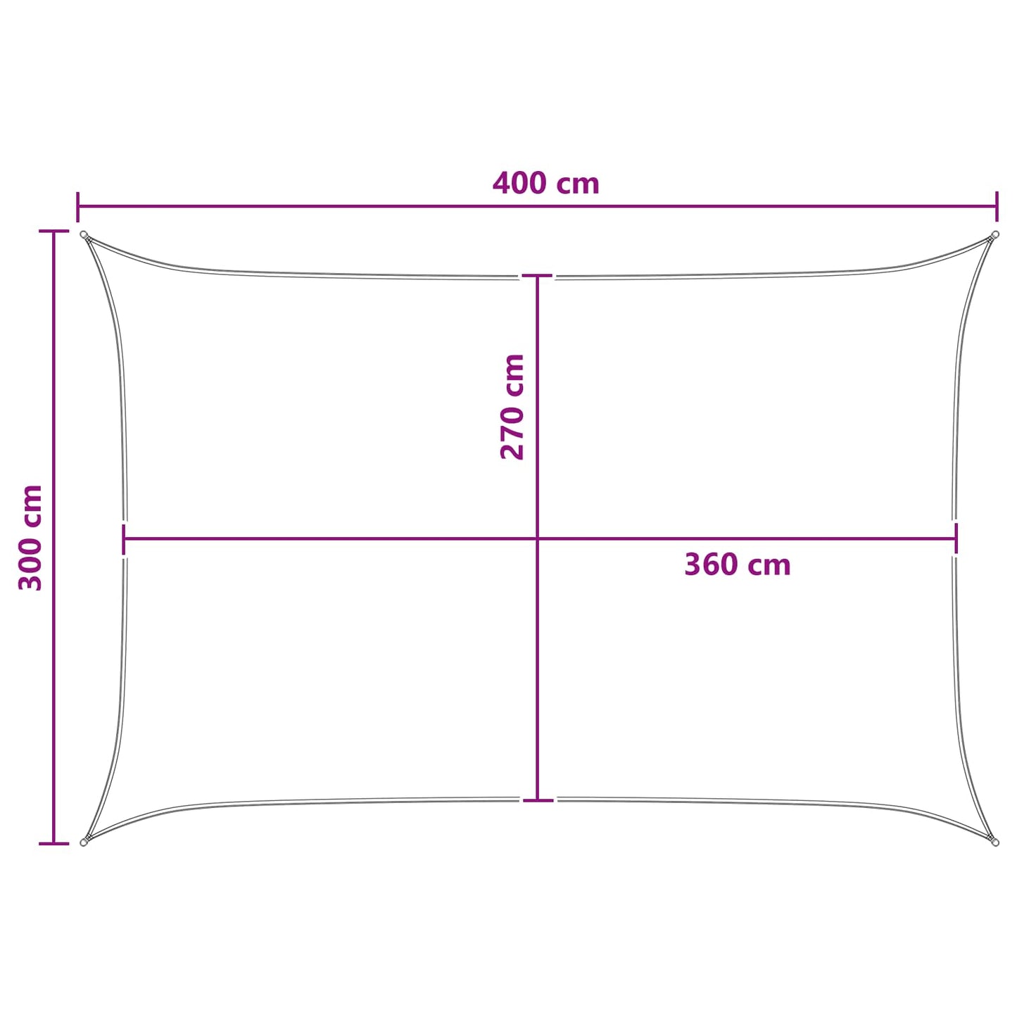 Solsejl 3 x 4 m HDPE Rektangulær Anthracit og hvid