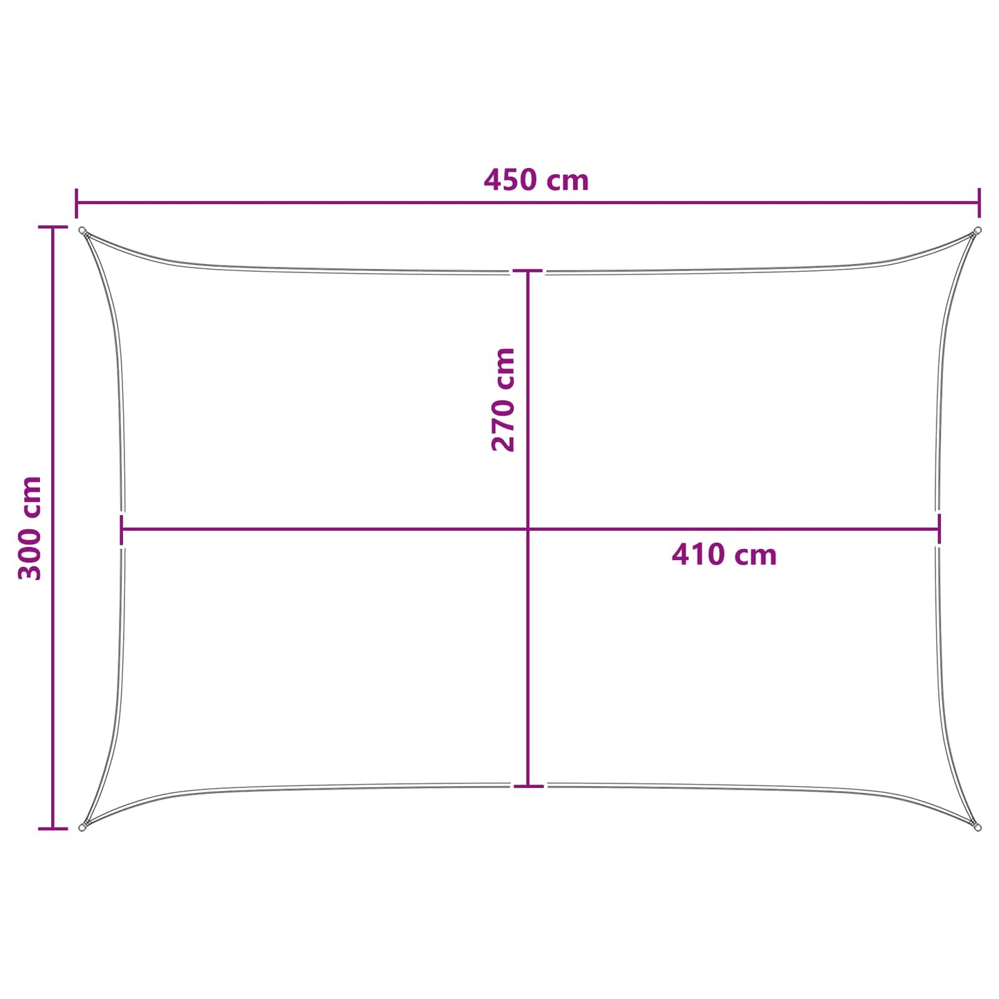 Solsejl 3 x 4,5 m HDPE Rektangulær Anthracit og hvid
