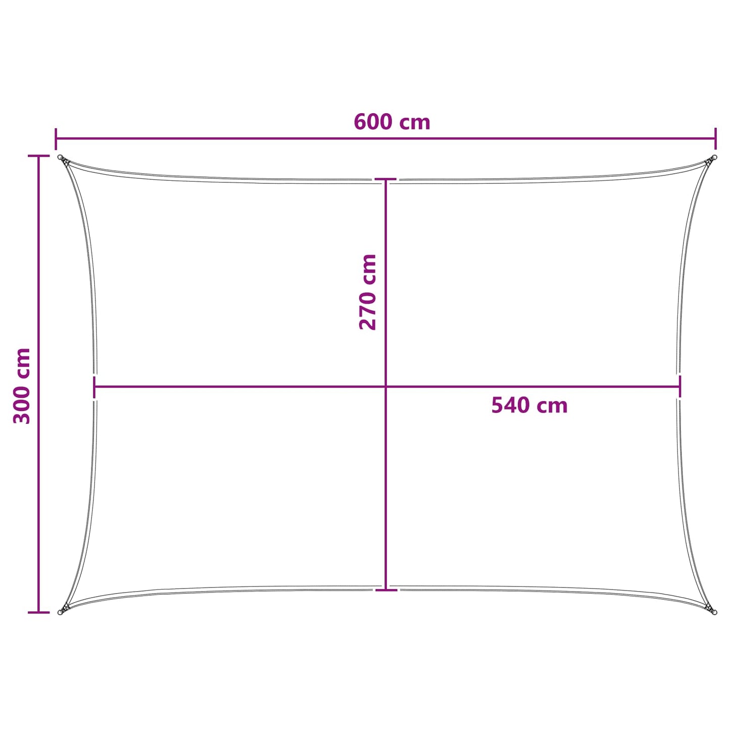 Solsejl 3 x 6 m HDPE Rektangulær Anthracit og hvid