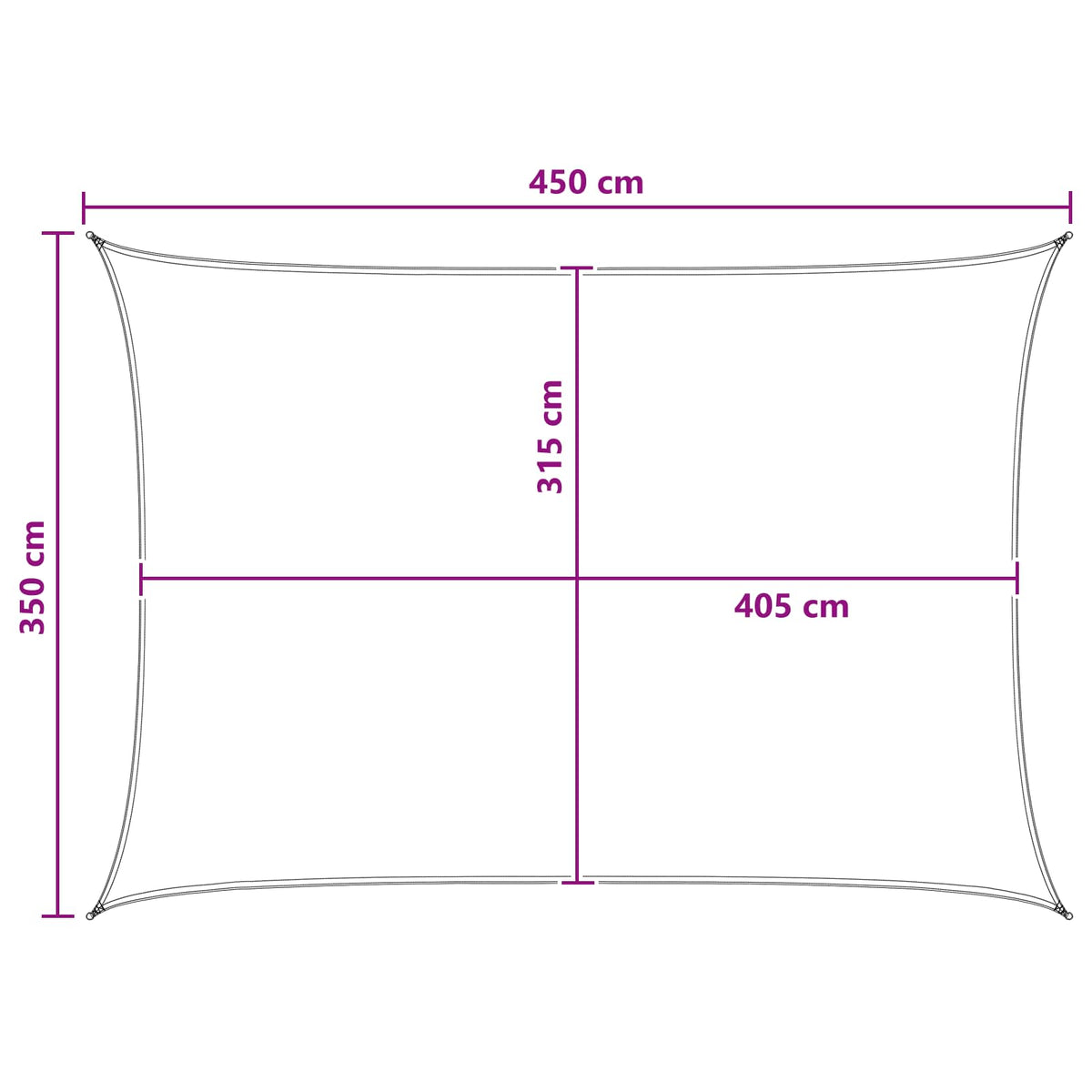 Solsejl 3,5 x 4,5 m HDPE Rektangulær Anthracit og hvid