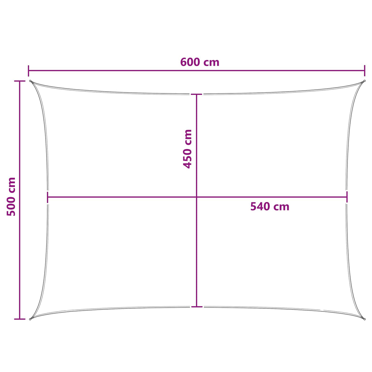 Solsejl 5 x 6 m HDPE Rektangulær Anthracit og hvid