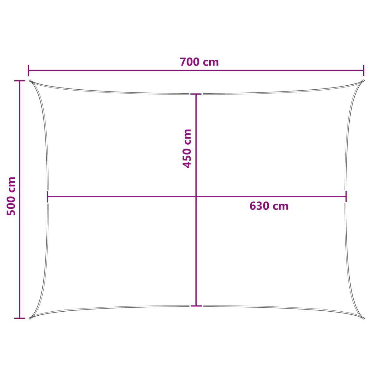 Solsejl 5 x 7 m HDPE Rektangulær Anthracit og hvid