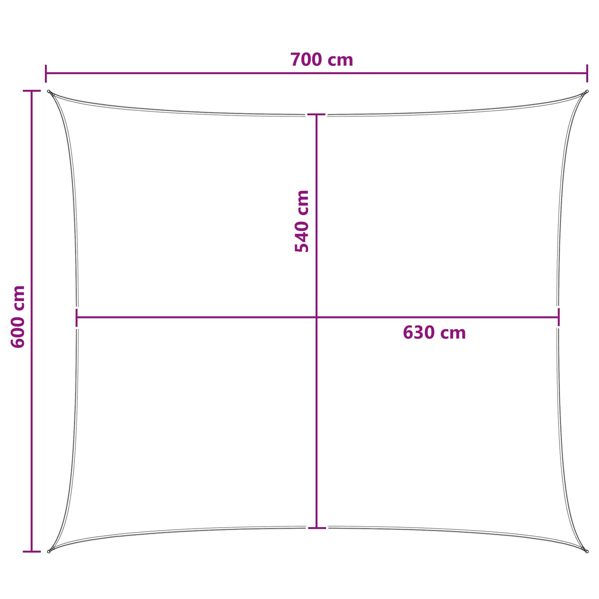 Solsejl 6 x 7 m HDPE Rektangulær Anthracit og hvid