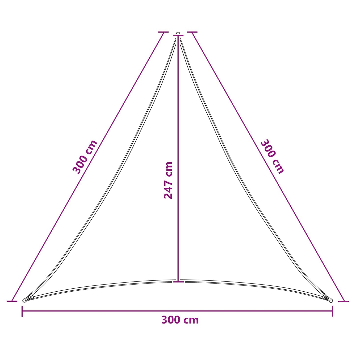 Solsejl 3 x 3 x 3 m HDPE Trekantet Anthracit og hvid