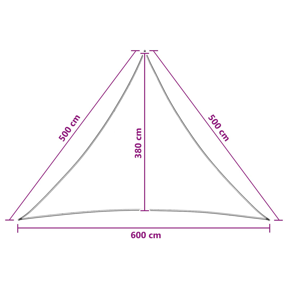 Solsejl 5 x 5 x 6 m HDPE Trekantet Anthracit og hvid