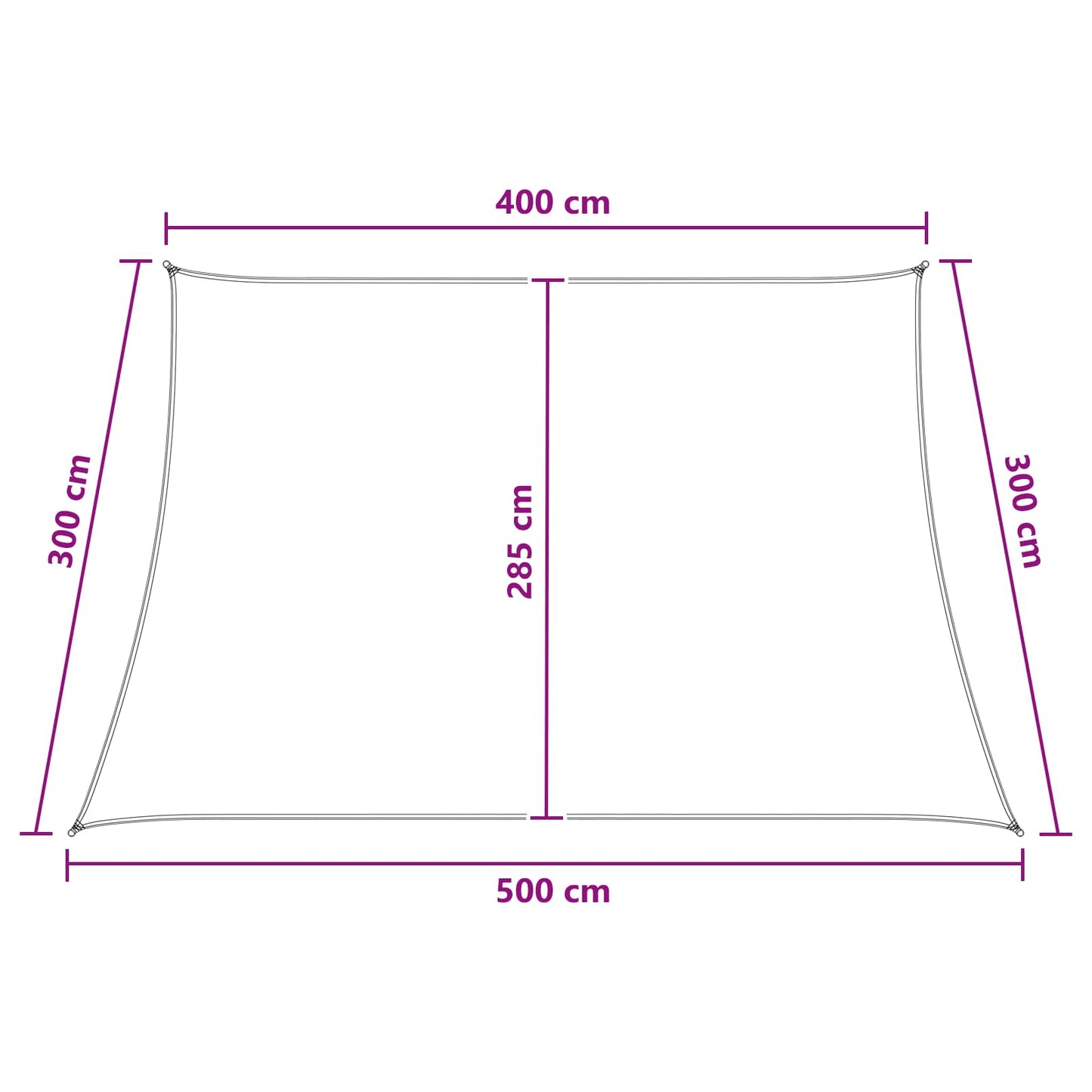 Solsejl 4 / 5 x 3 m HDPE Rektangulær Anthracit og hvid