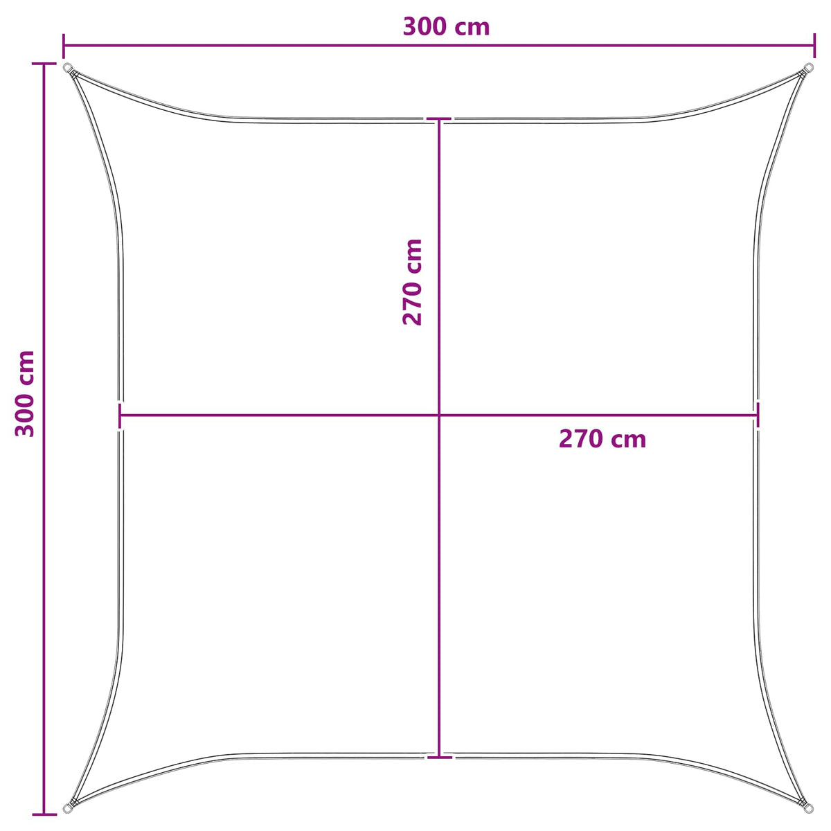 Solsejl Gul og Hvid 3 x 3 m HDPE