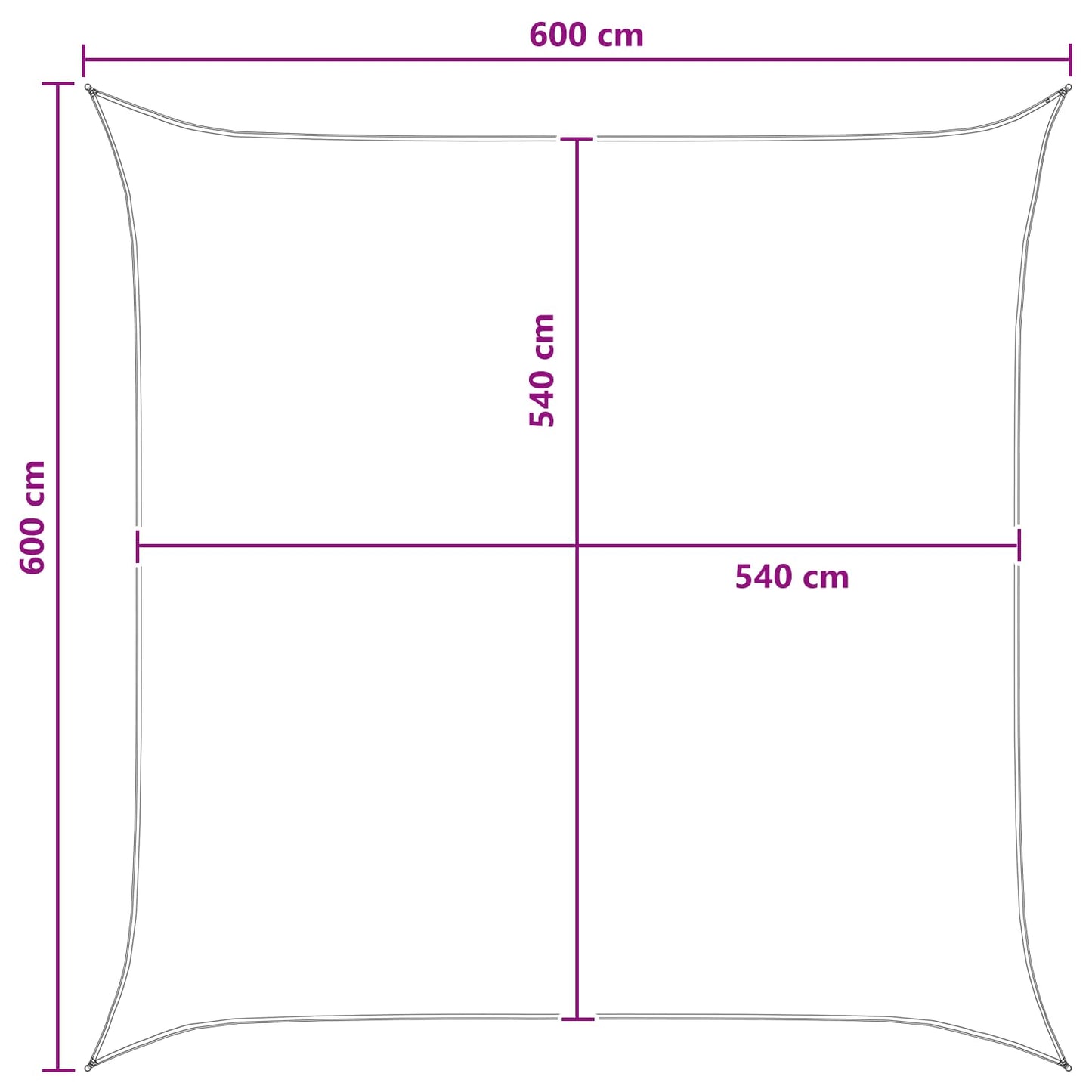 Solsejl Gul og Hvid 6 x 6 m HDPE