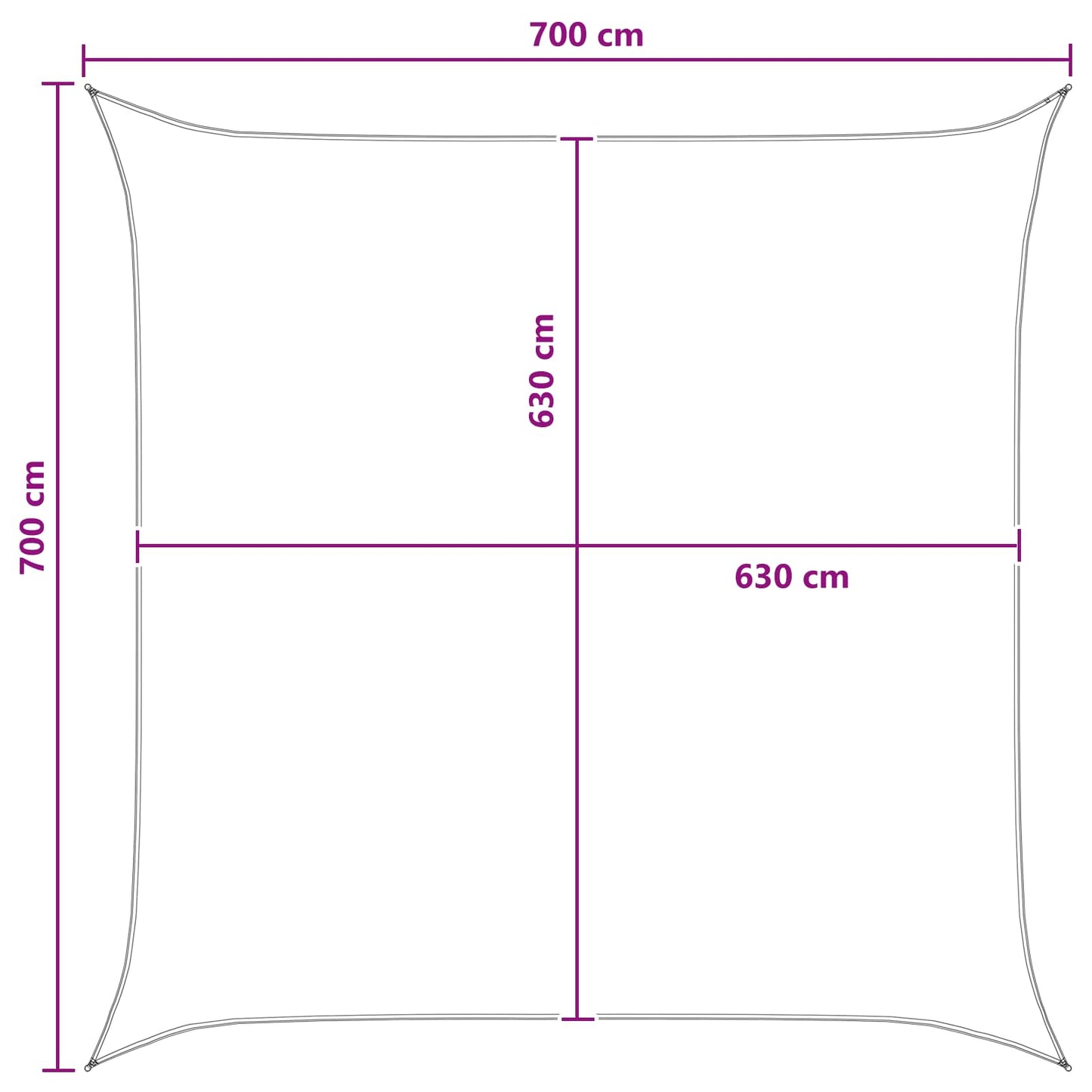 Solsejl Gul og Hvid 7 x 7 m HDPE