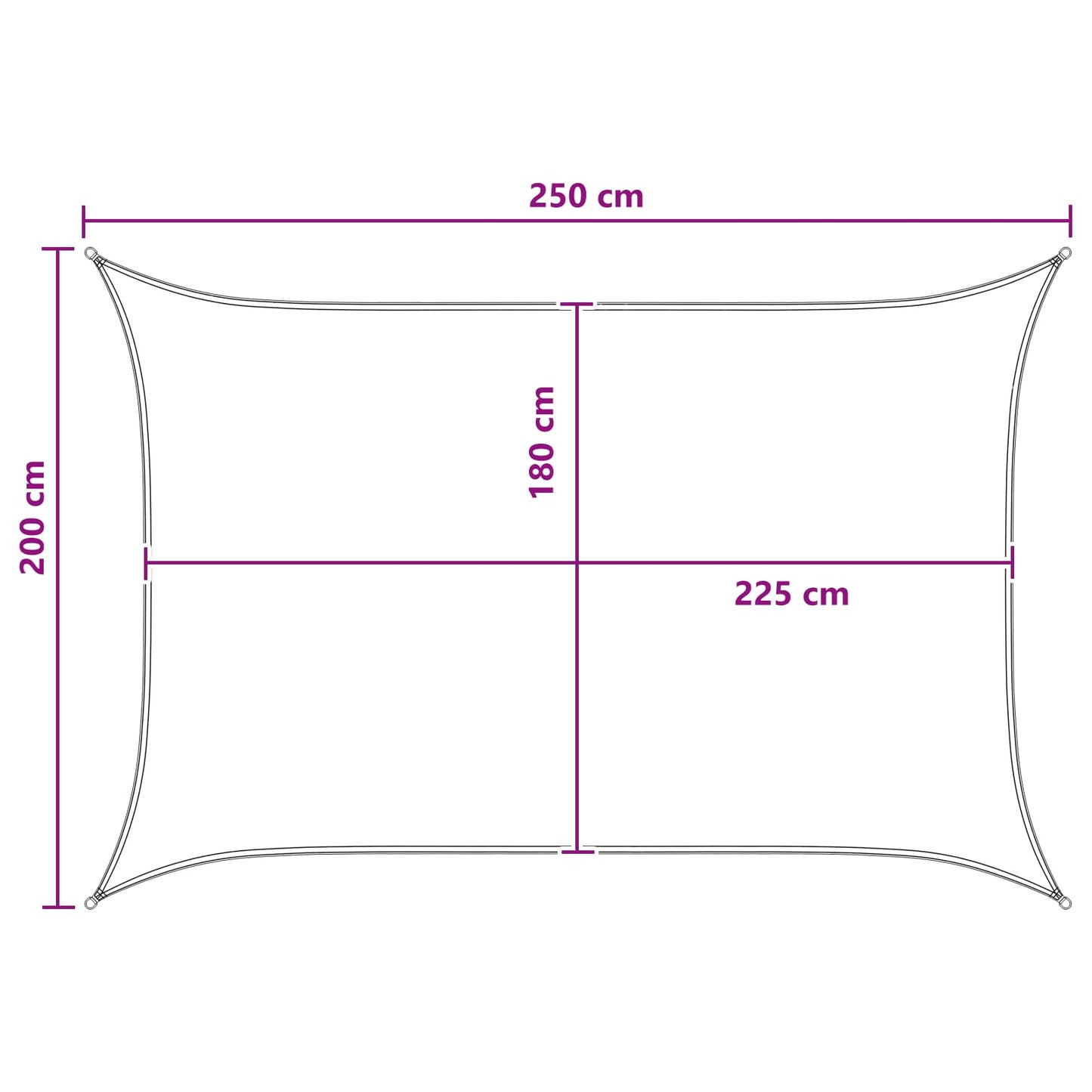 Solsejl 2 x 2,5 m HDPE Rektangulær Gul og Hvid