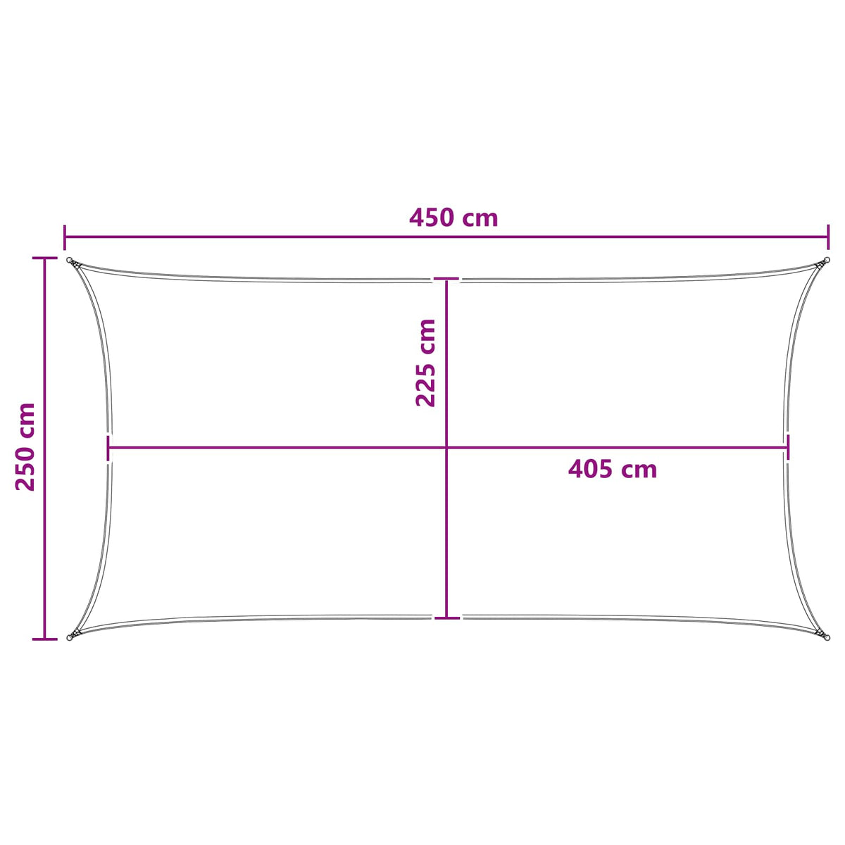 Solsejl 2,5 x 4,5 m HDPE Rektangulær Gul og Hvid
