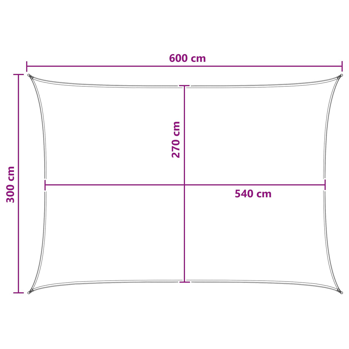 Solsejl 3 x 6 m HDPE Rektangulær Gul og Hvid