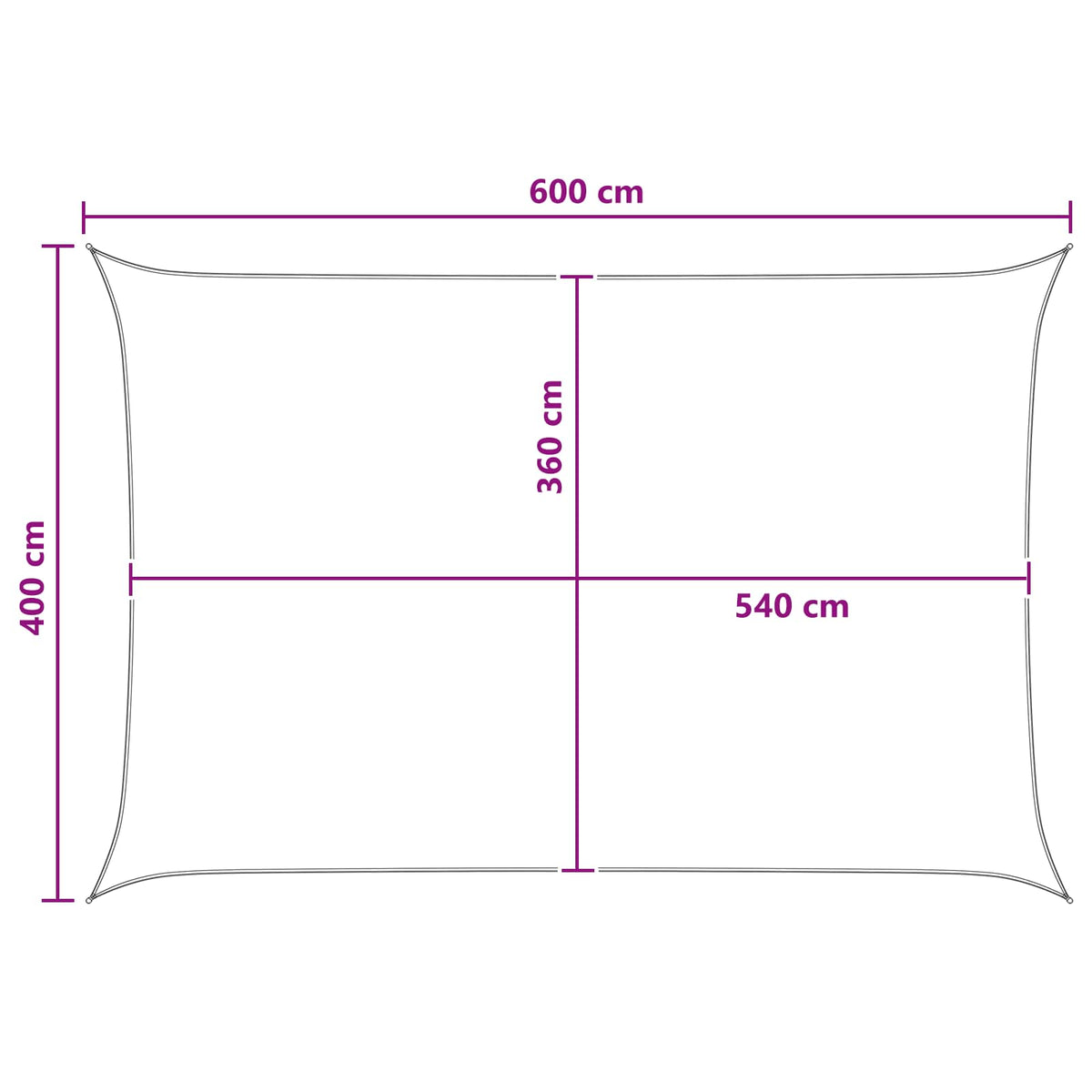 Solsejl 4 x 6 m HDPE Rektangulær Gul og Hvid