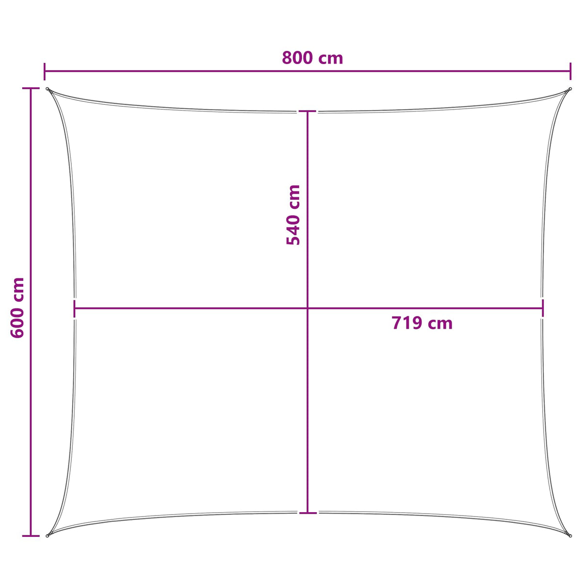 Solsejl 6 x 8 m HDPE Rektangulær Gul og Hvid