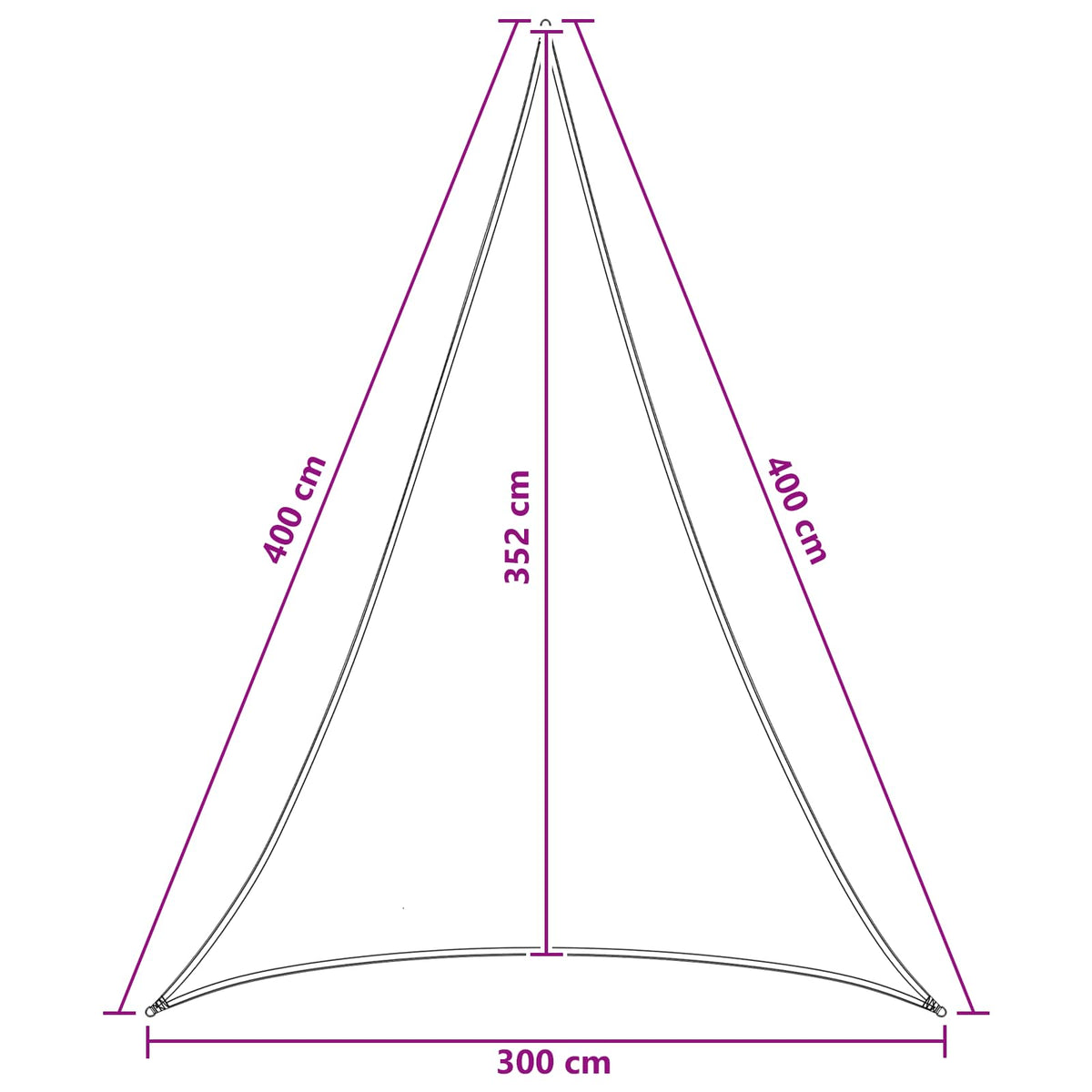 Solsejl 3 x 4 x 4 m HDPE Trekantet Gul og Hvid