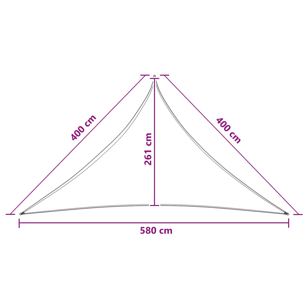 Solsejl 4 x 4 x 5,8 m HDPE Trekantet Gul og Hvid