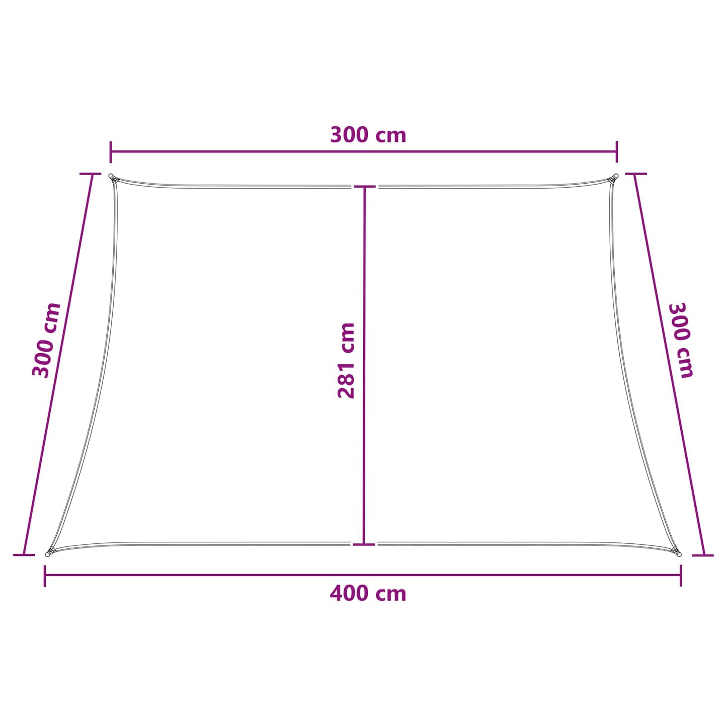 Solsejl 3 / 4 x 3 m HDPE Rektangulær Gul og Hvid