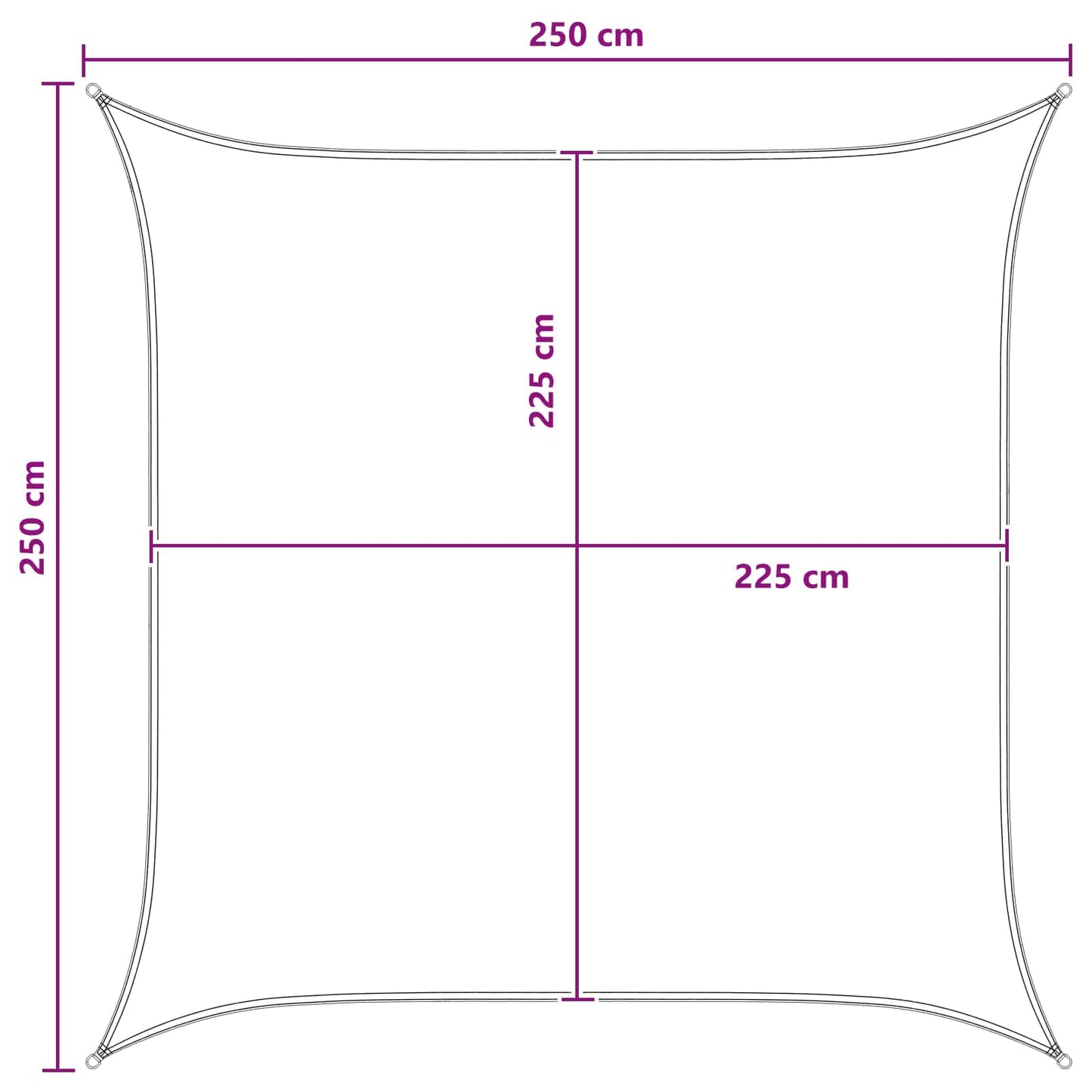 Solsejl 2,5 x 2,5 m HDPE Firkantet Blå og Hvid