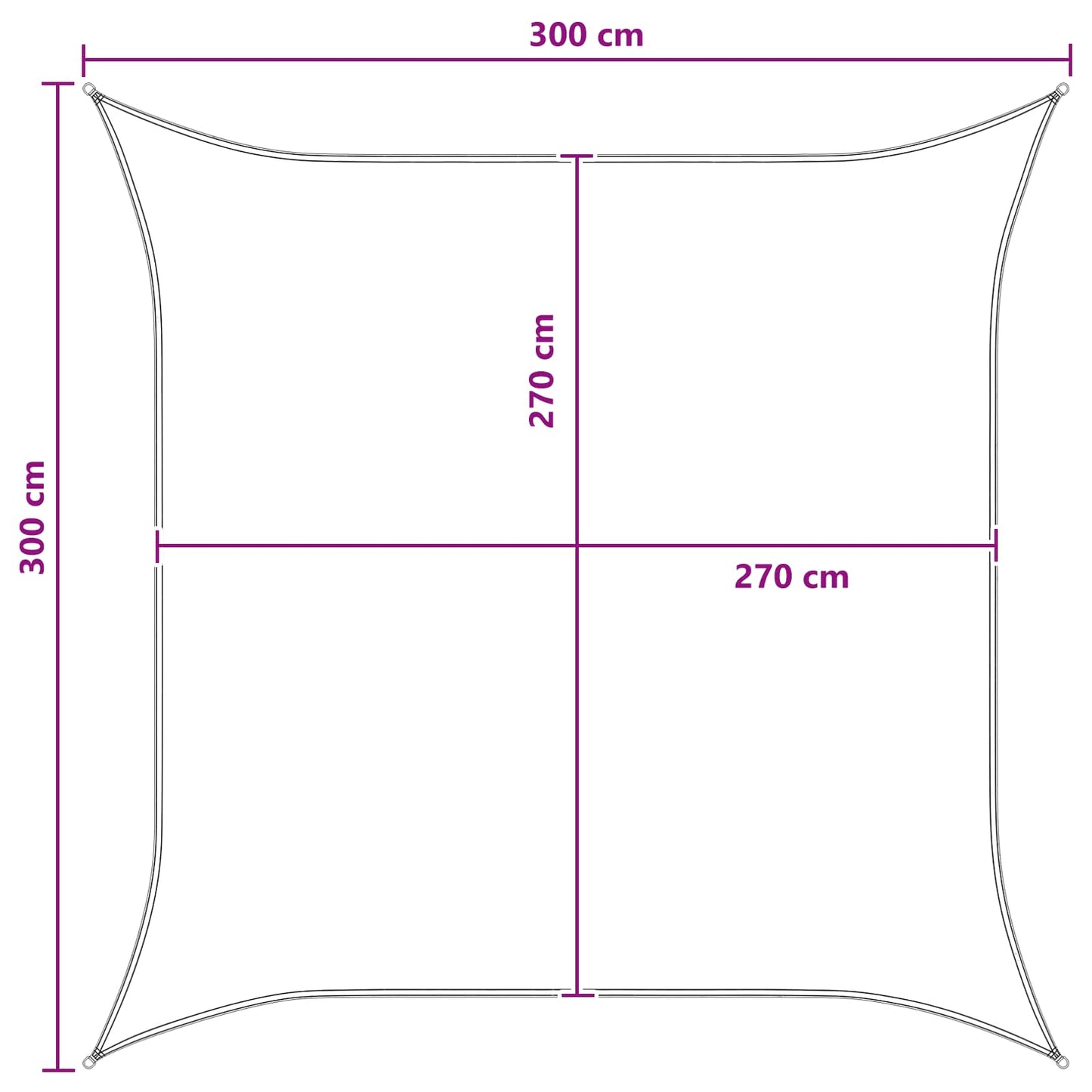 Solsejl Blå og Hvid 3 x 3 m HDPE