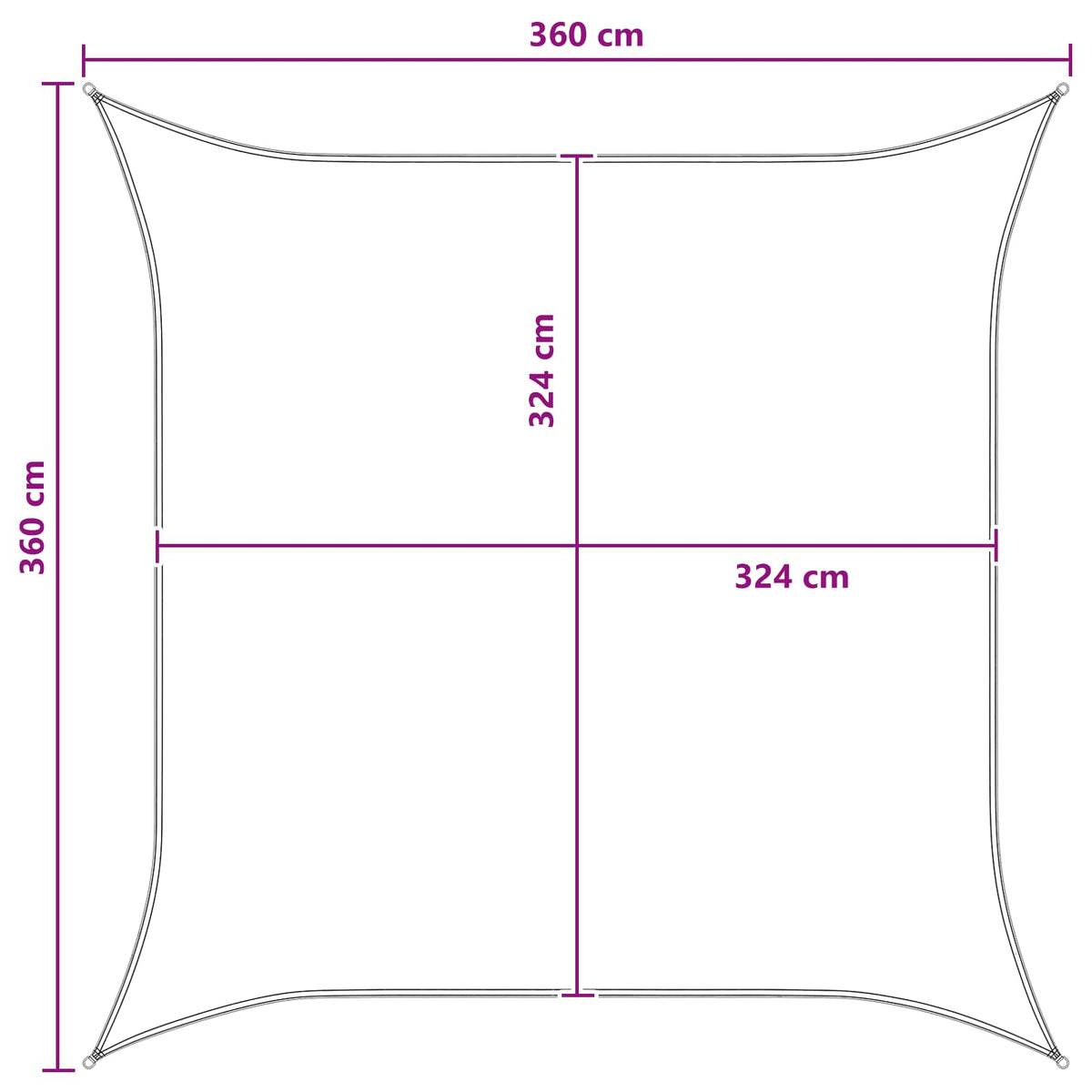 Solsejl Blå og Hvid 3,6 x 3,6 m HDPE