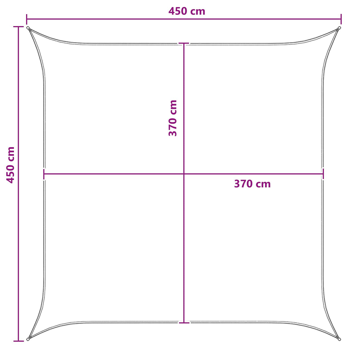 Solsejl 4,5 x 4,5 m HDPE Firkantet Blå og Hvid