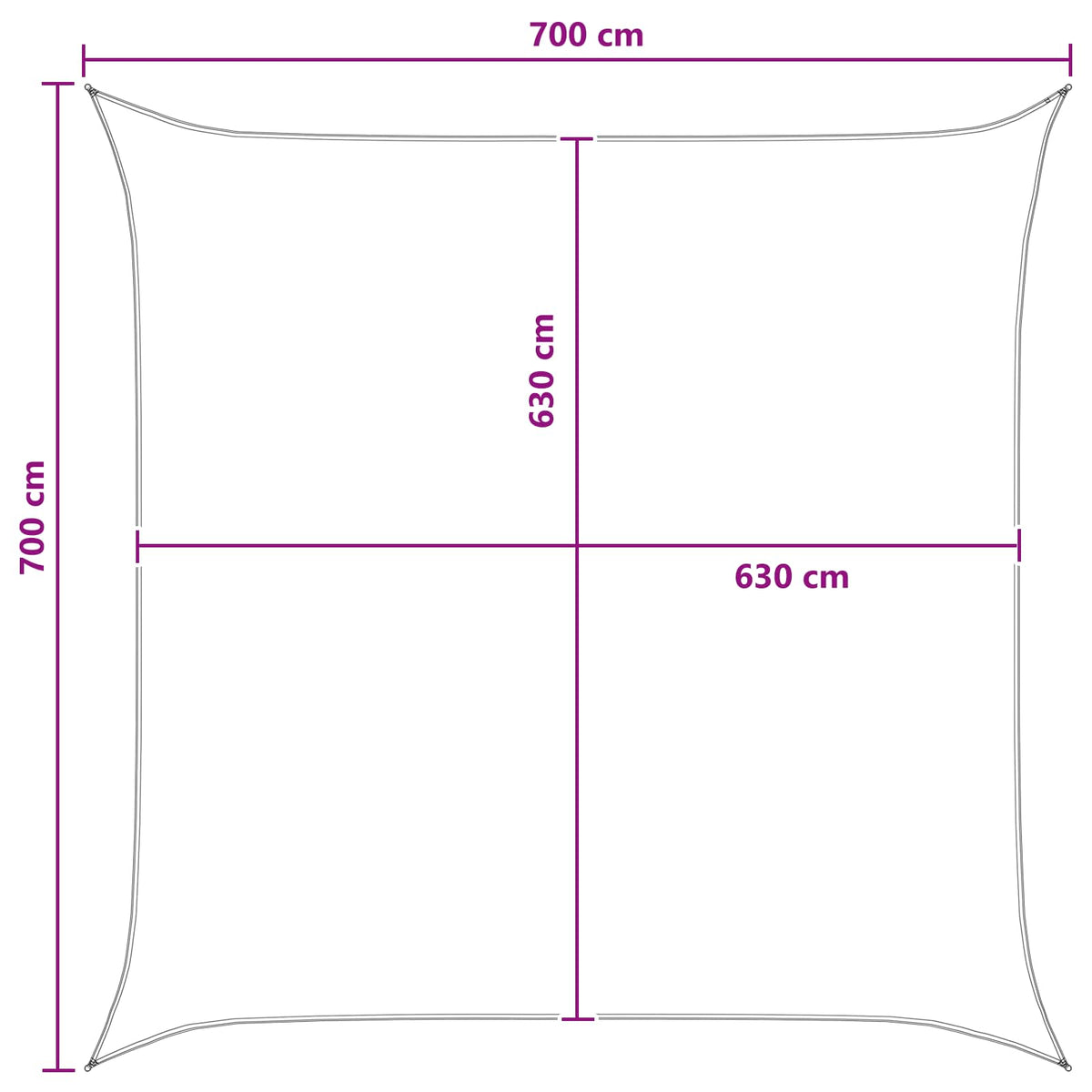 Solsejl Blå og Hvid 7 x 7 m HDPE