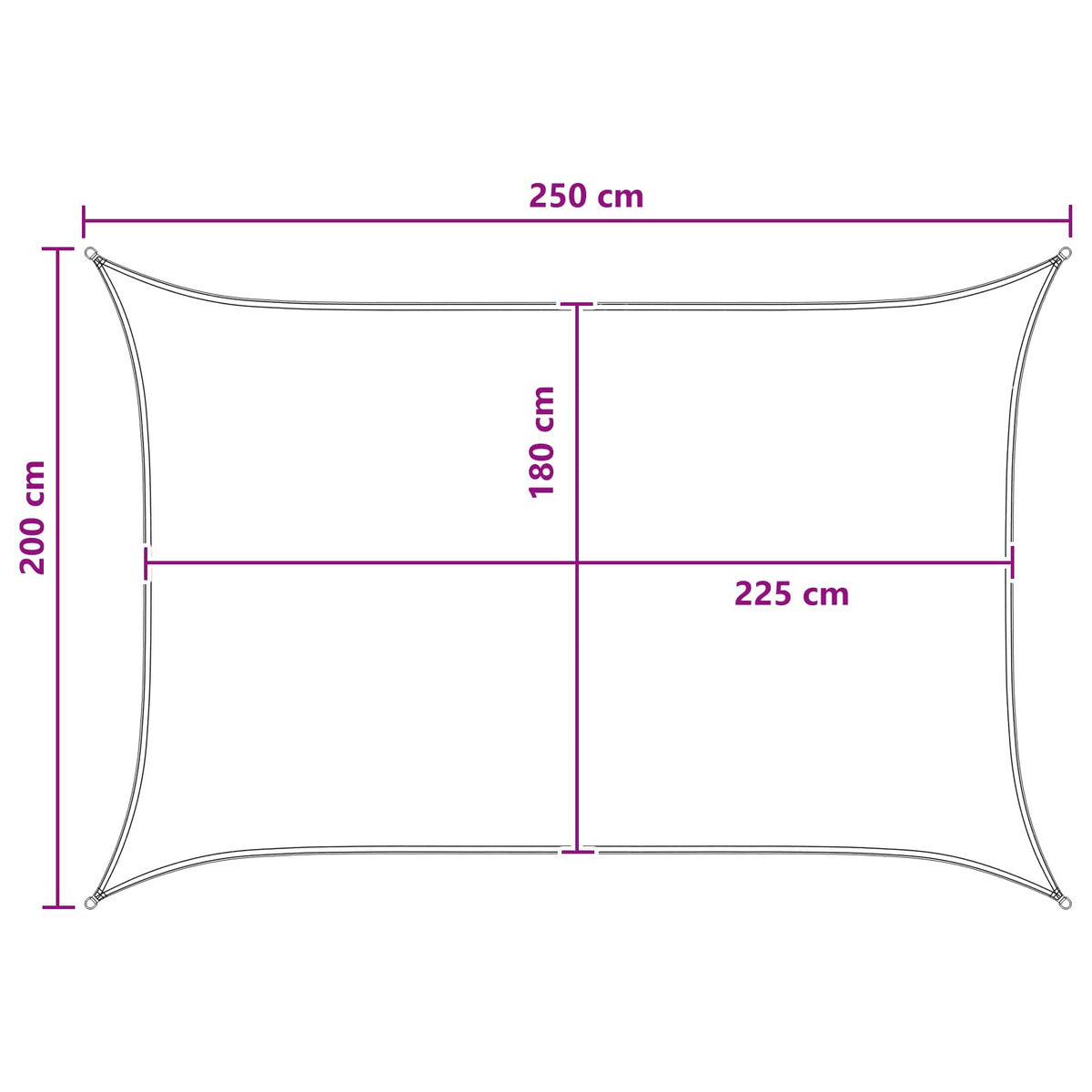 Solsejl 2 x 2,5 m HDPE Rektangulær Blå og Hvid