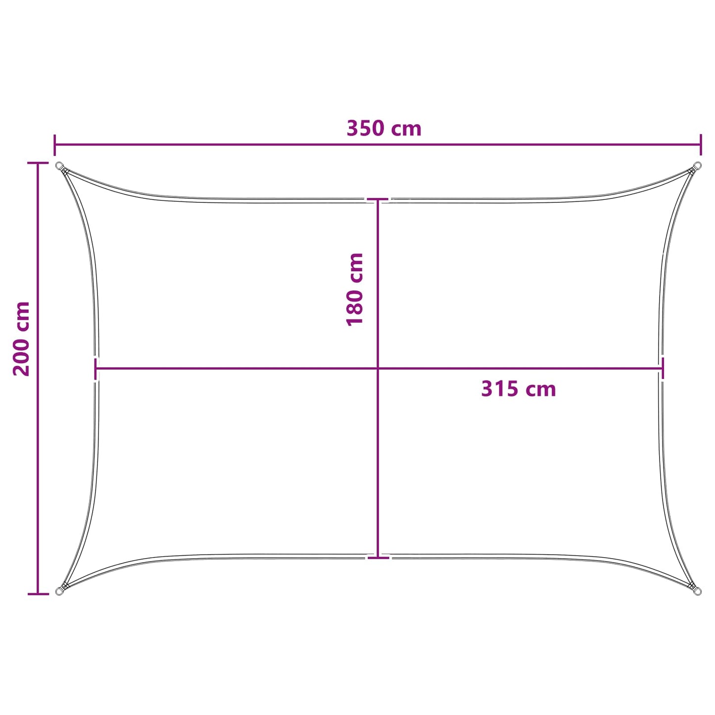 Solsejl 2 x 3,5 m HDPE Rektangulær Blå og Hvid